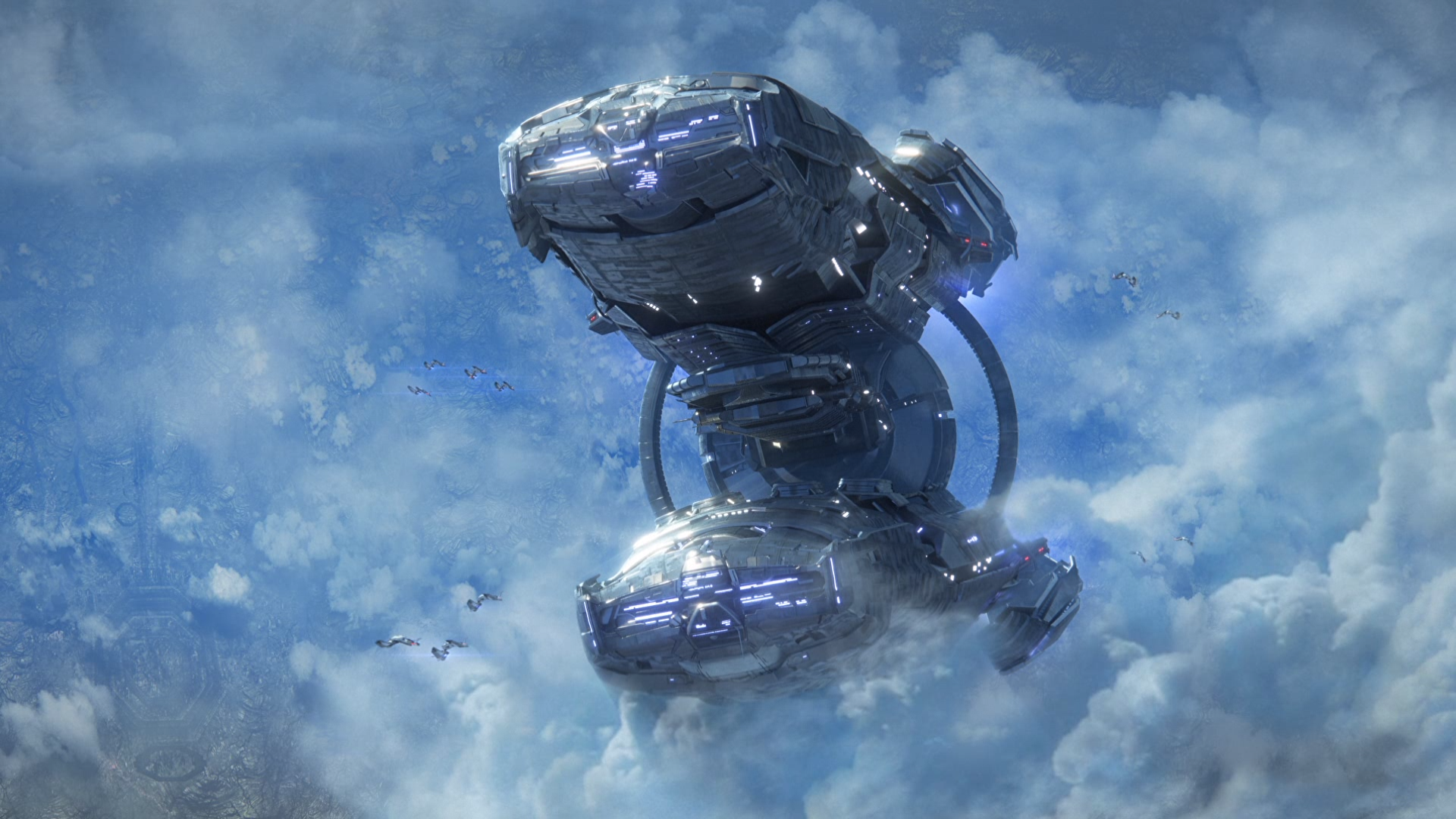 Mass Effect: Andromeda spaceship in clouds HD Wallpaper