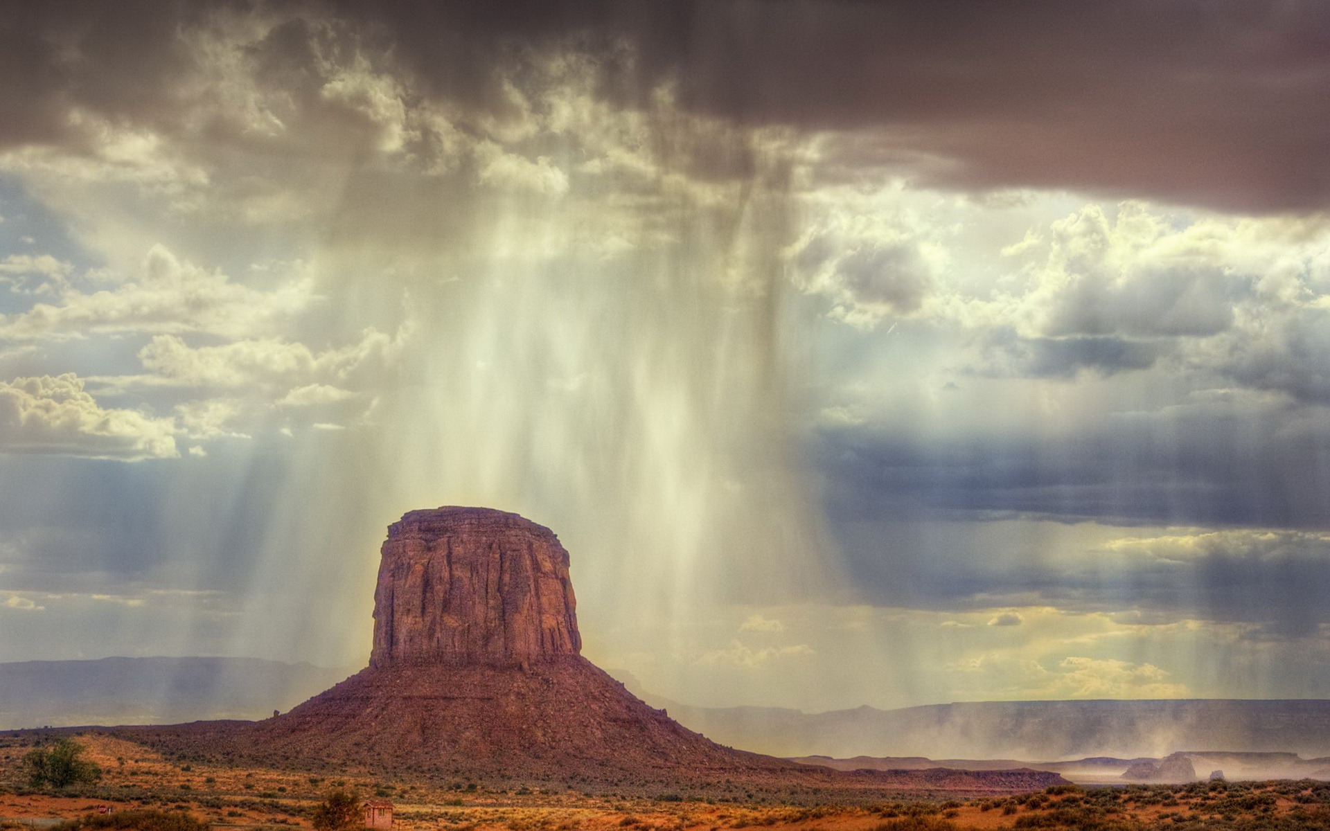 Monument Valley with Rain Shower HD Wallpaper