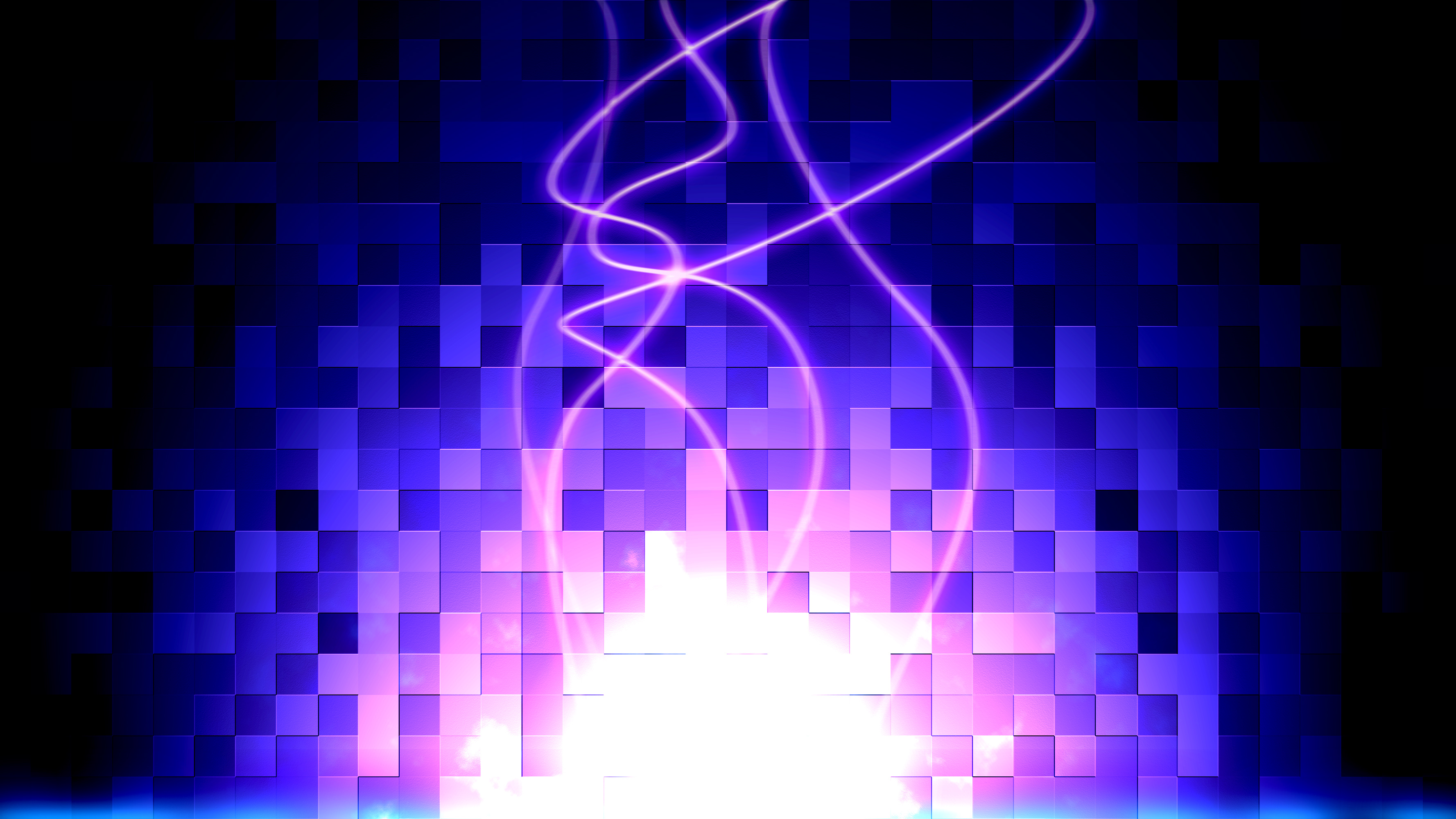 Purple glowing squares with light streaks HD Wallpaper