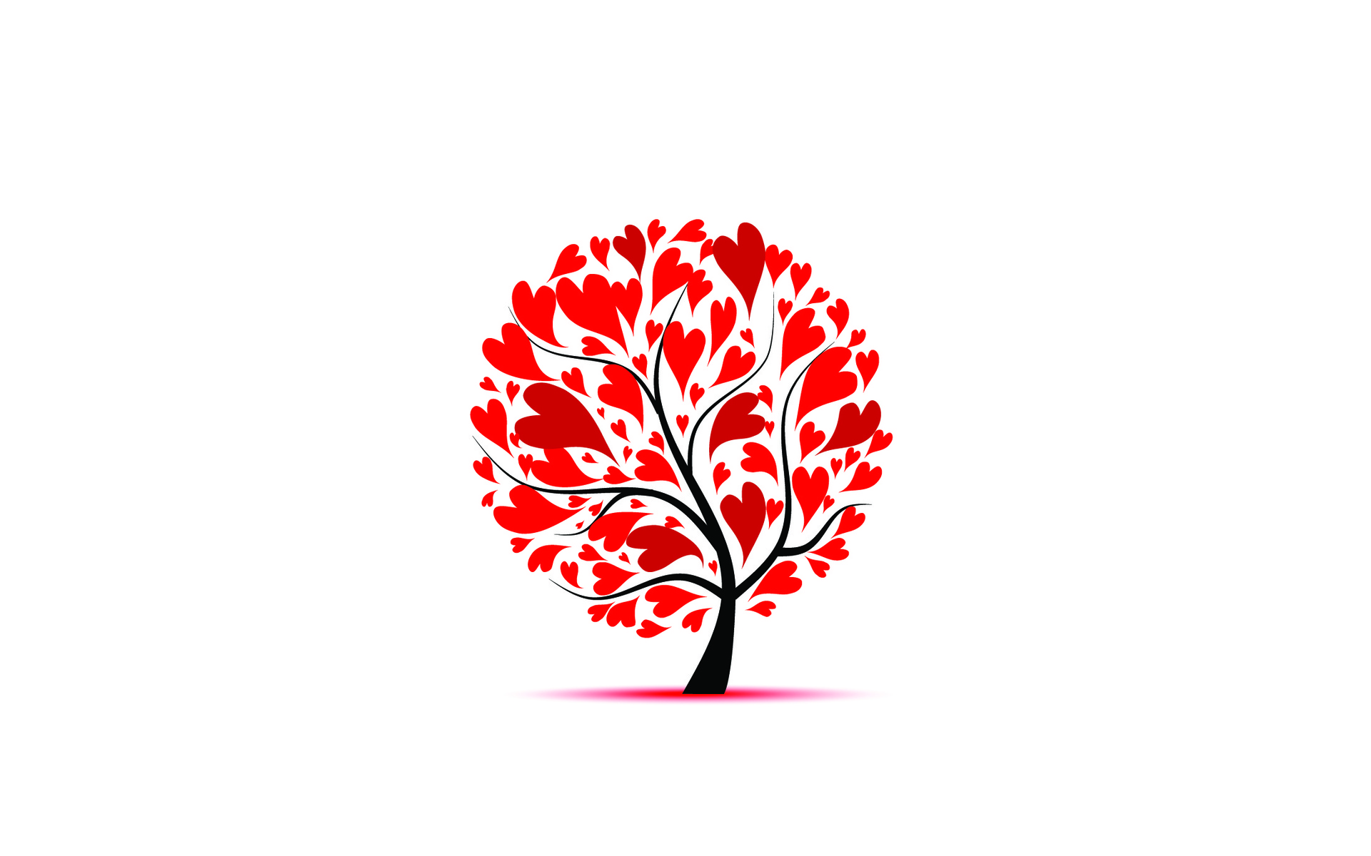 Tree with red heart-shaped leaves HD Wallpaper