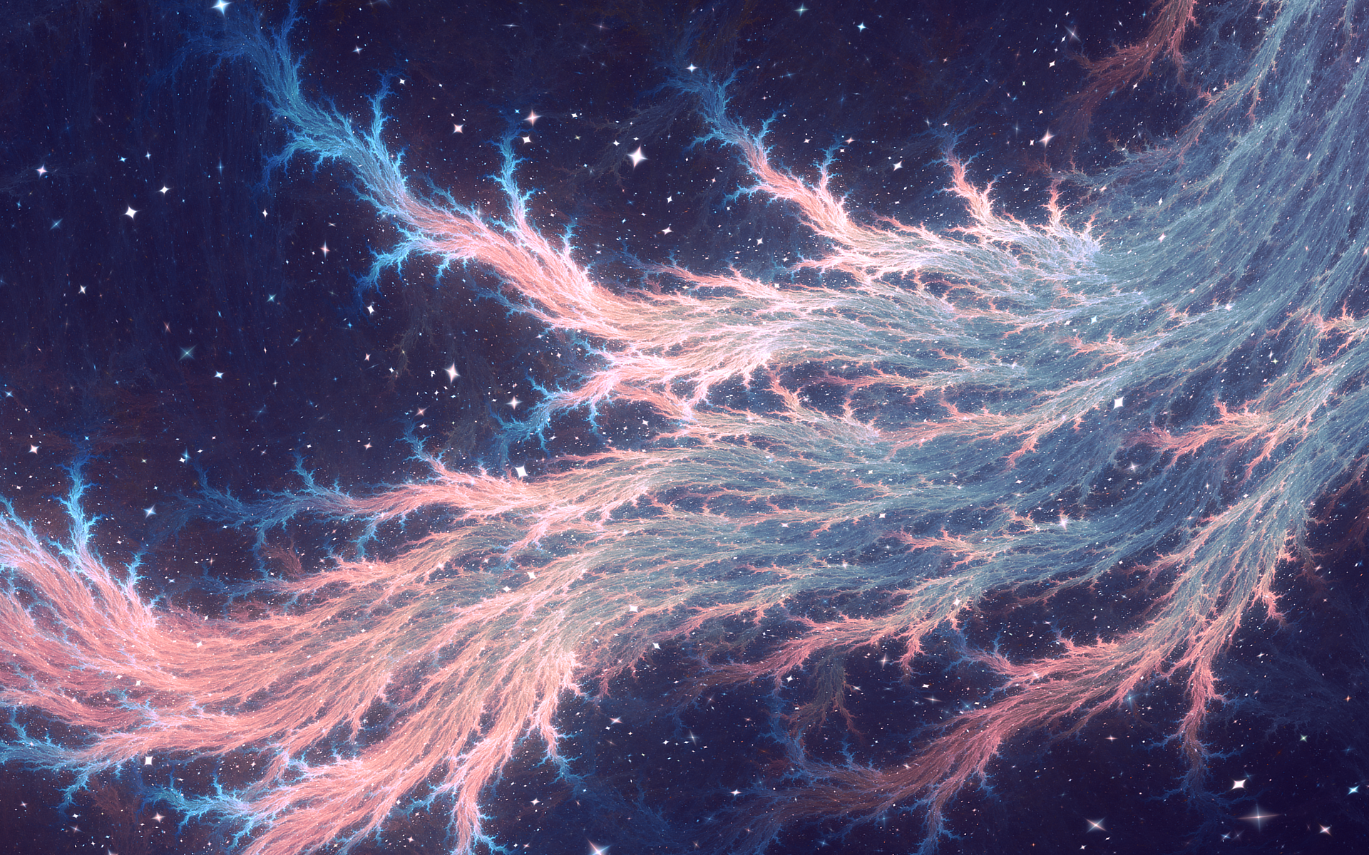 Abstract fractal nebula with stars HD Wallpaper