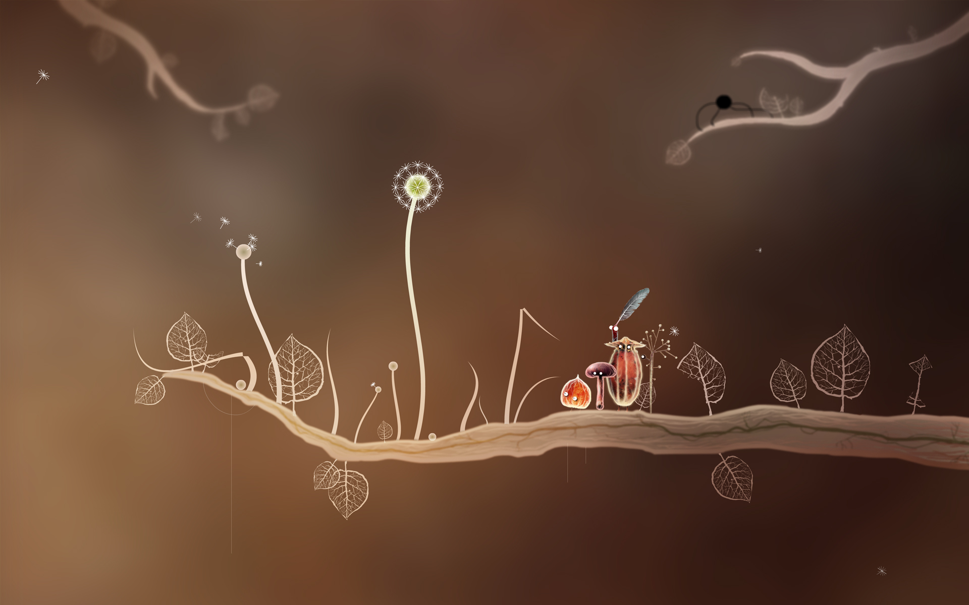Artistic cute scene with plants and creatures HD Wallpaper
