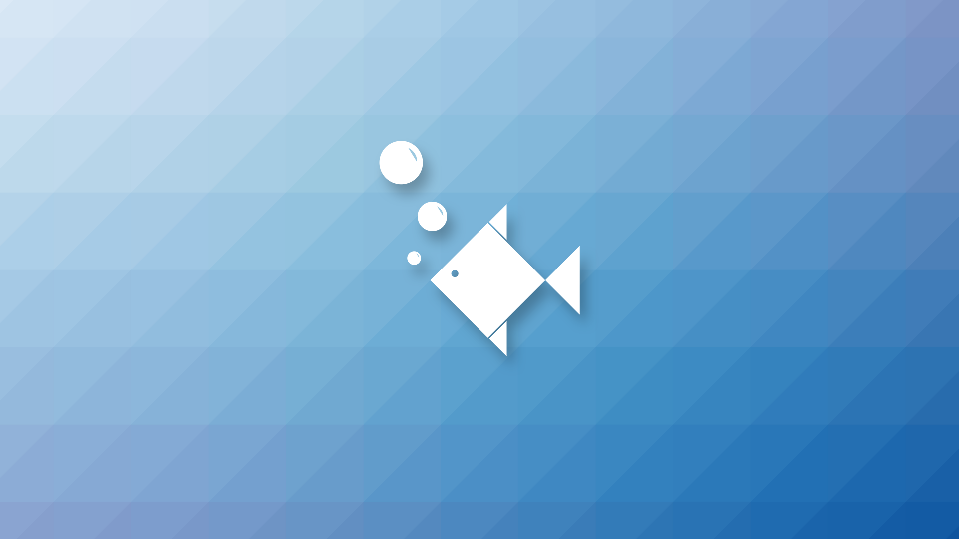 Minimalist white fish with bubbles on blue polygon background HD Wallpaper
