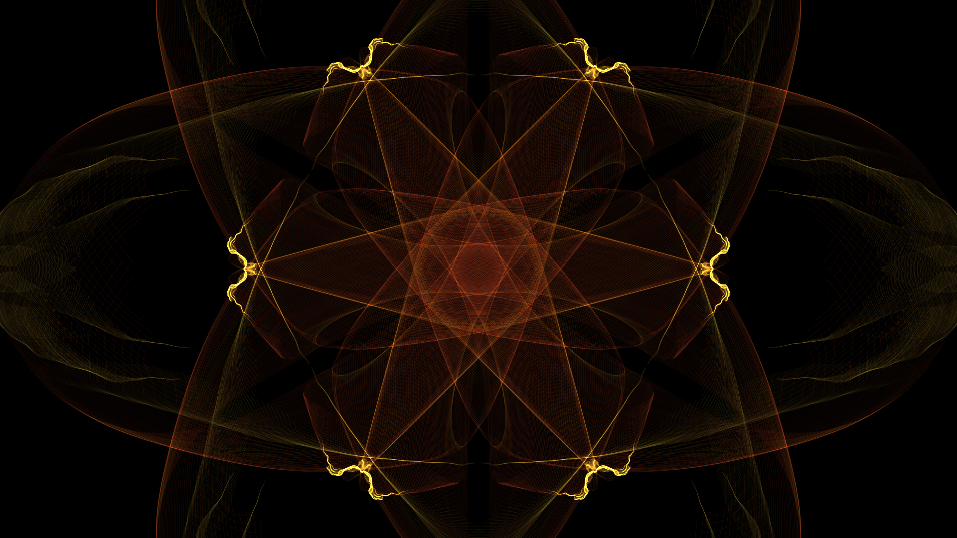 Abstract generative art with orange and yellow fractal patterns HD Wallpaper
