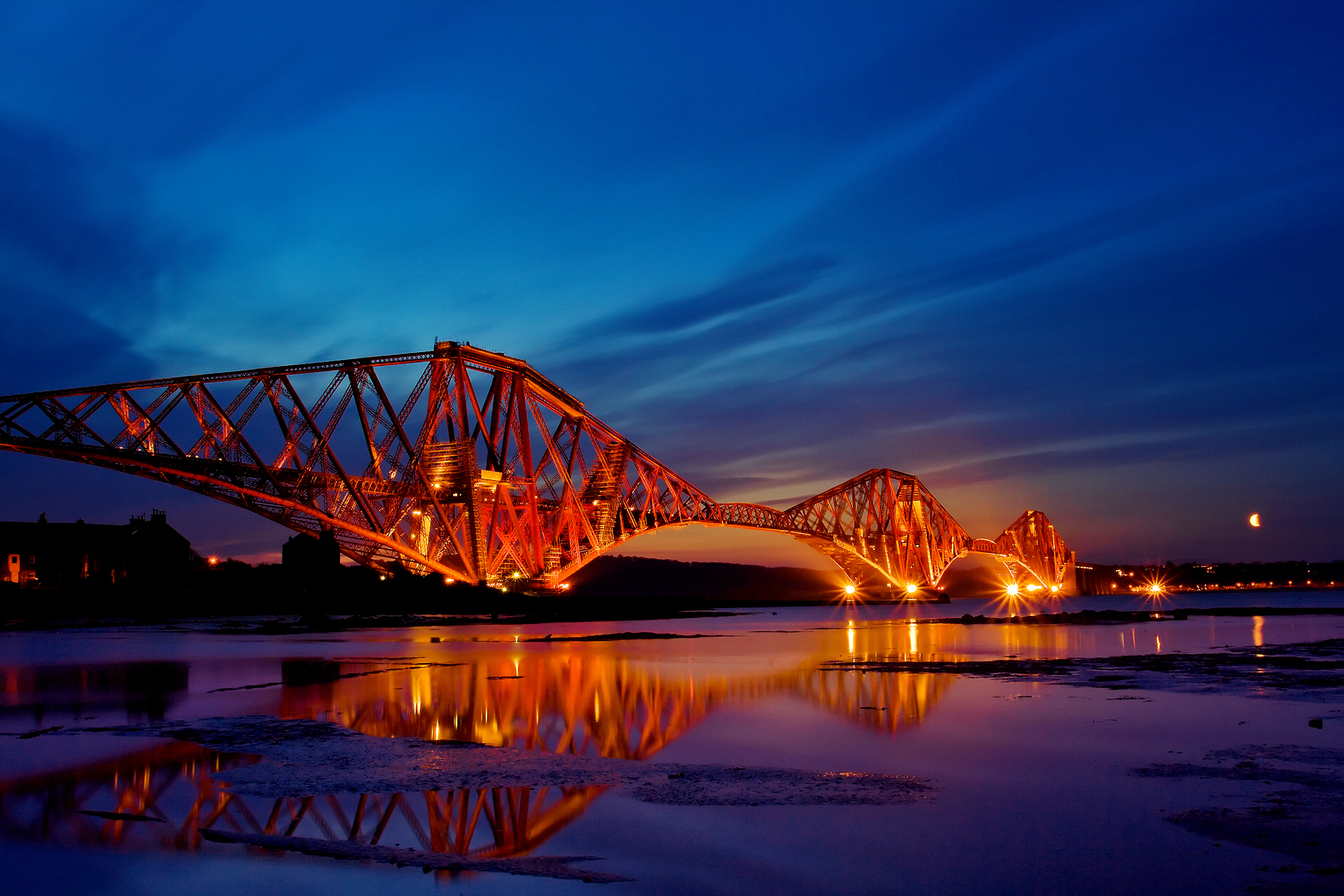 Forth Bridge at night, Scotland HD Wallpaper