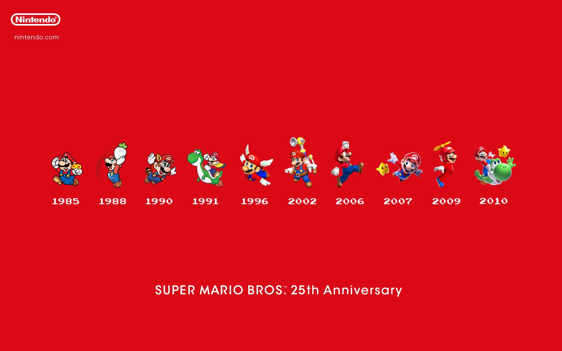 Mario characters evolution from 1985 to 2010 HD Wallpaper