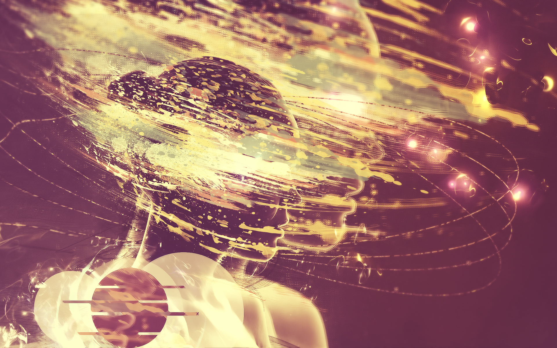 Abstract portrait of a woman with paint splatters HD Wallpaper