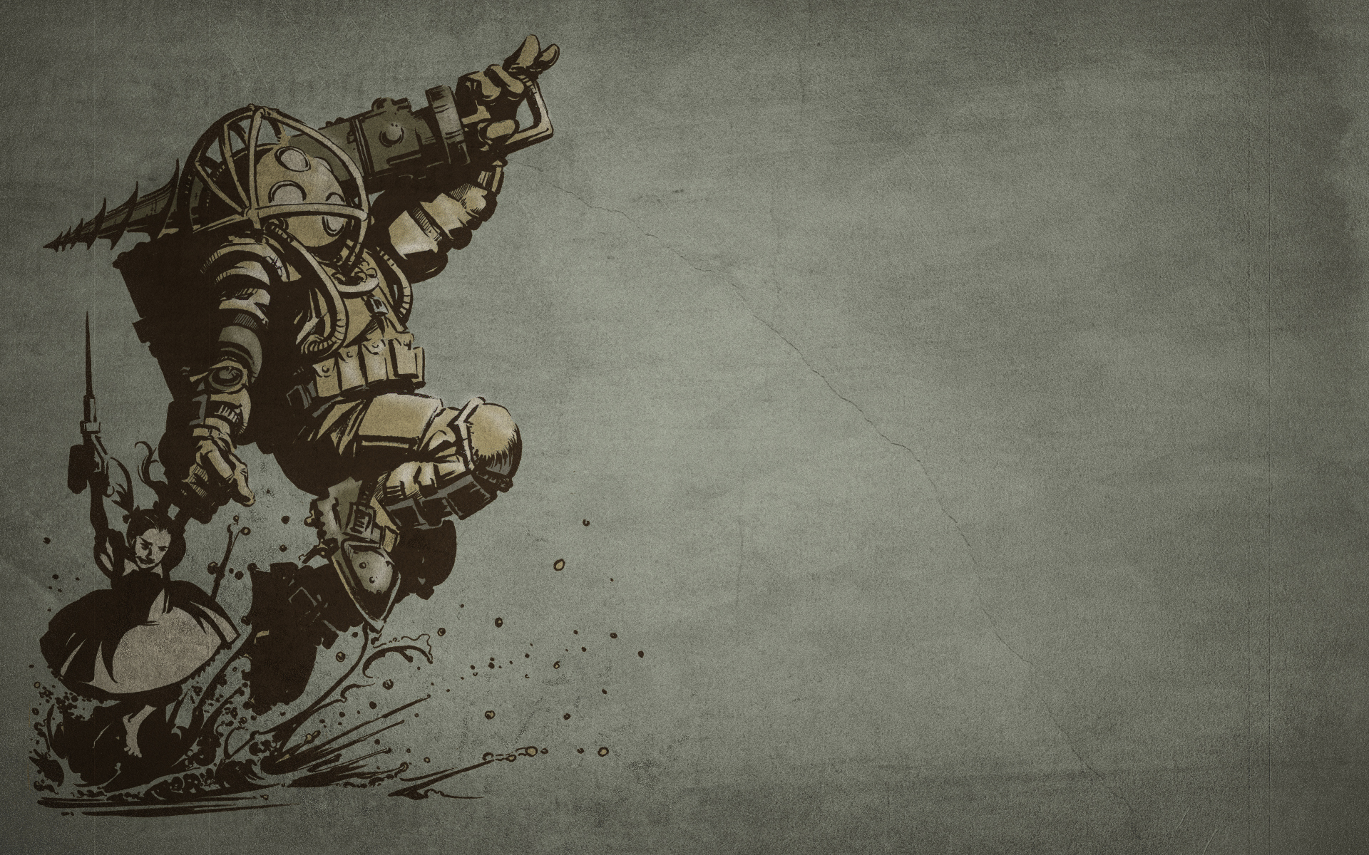Big Daddy and Little Sister from Bioshock HD Wallpaper