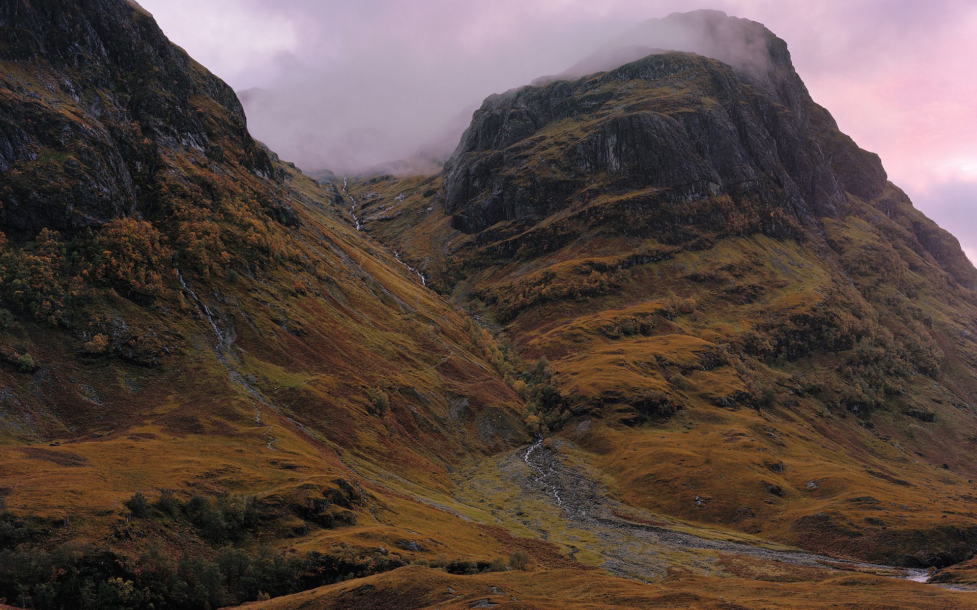 Foggy Glen Coe Highlands Scotland HD Wallpaper
