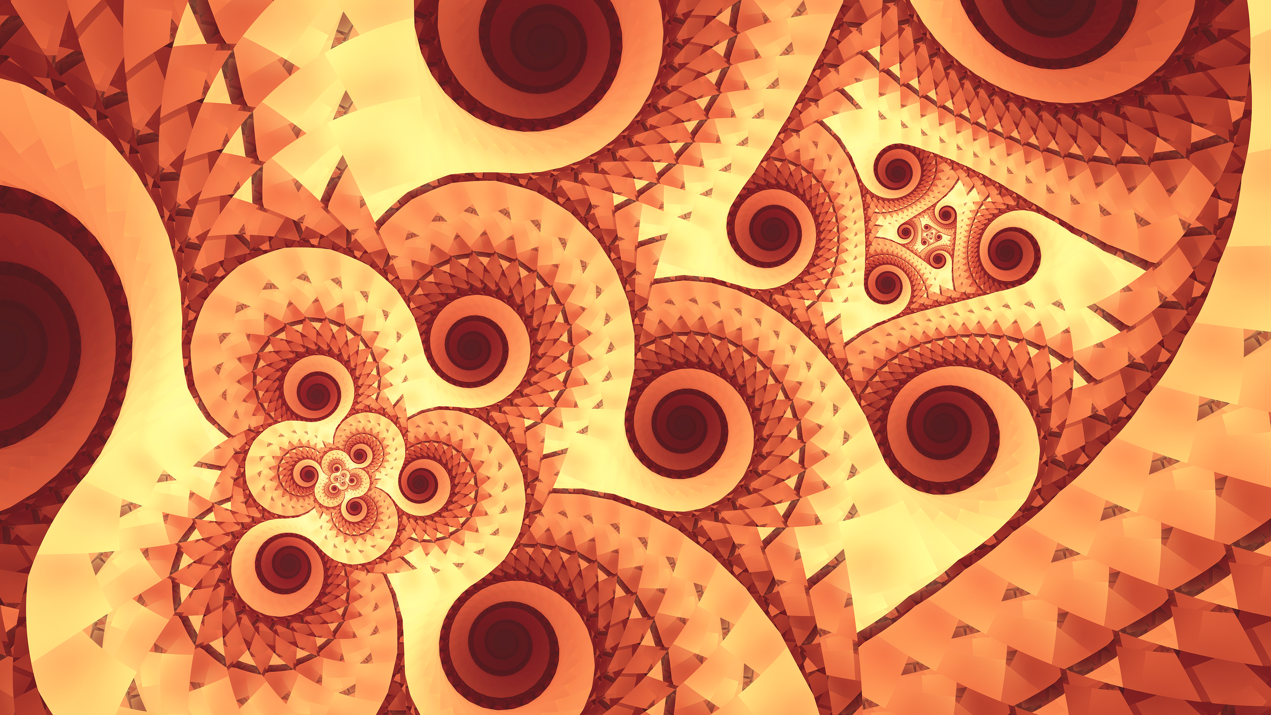Abstract fractal art in red and yellow HD Wallpaper