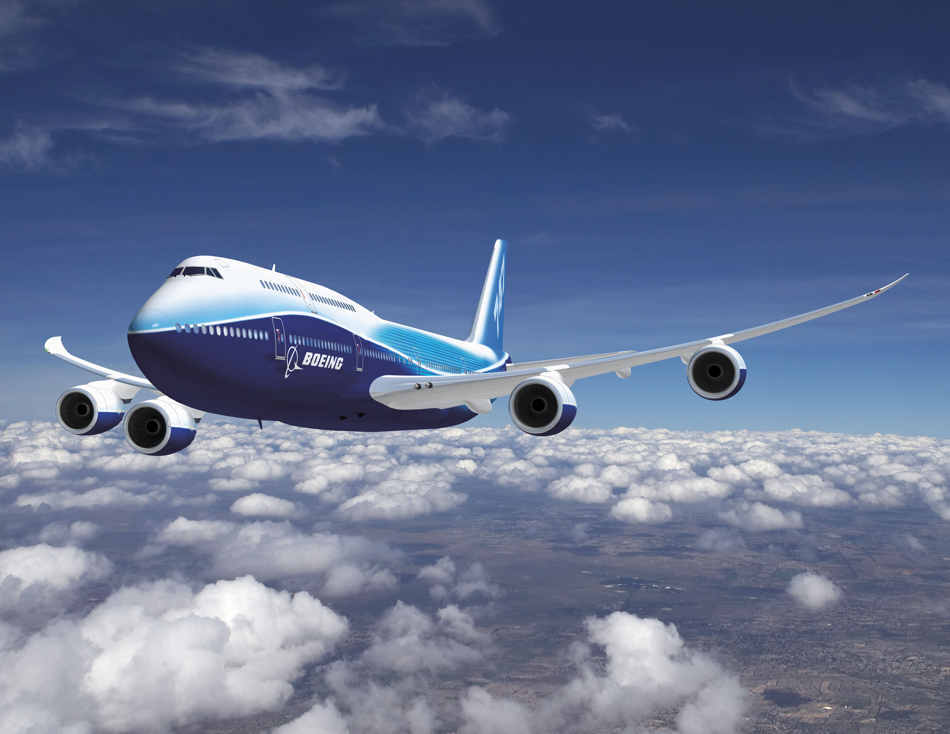 Boeing 747 aircraft flying above clouds HD Wallpaper