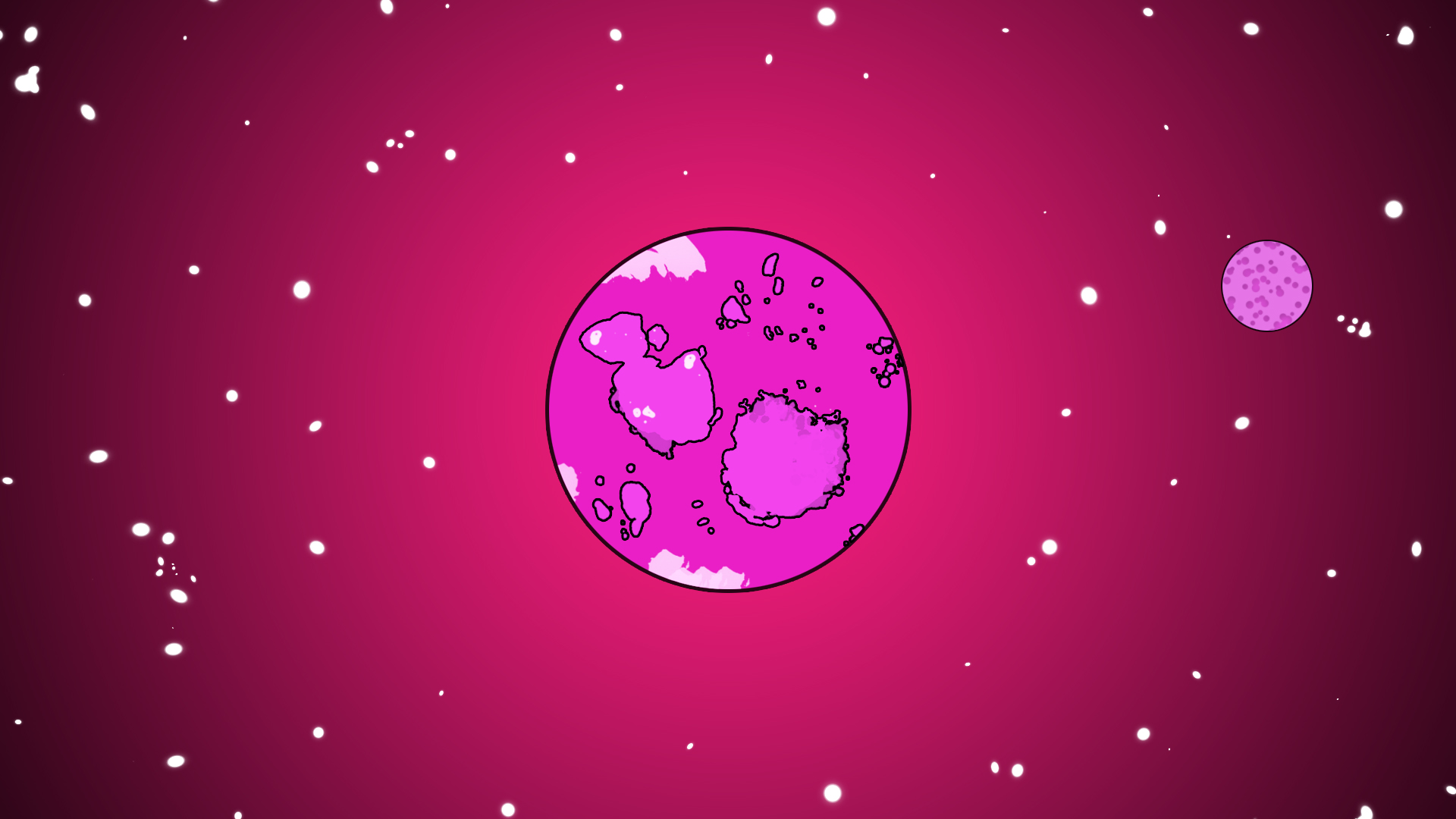 Pink planets and stars in space HD Wallpaper