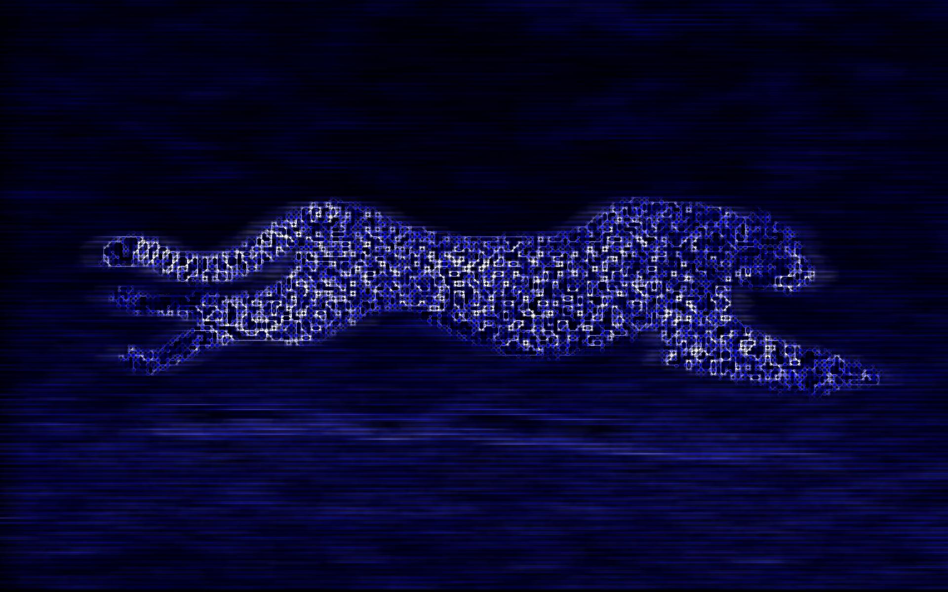 Digital Cougar Running on Dark Background HD Wallpaper