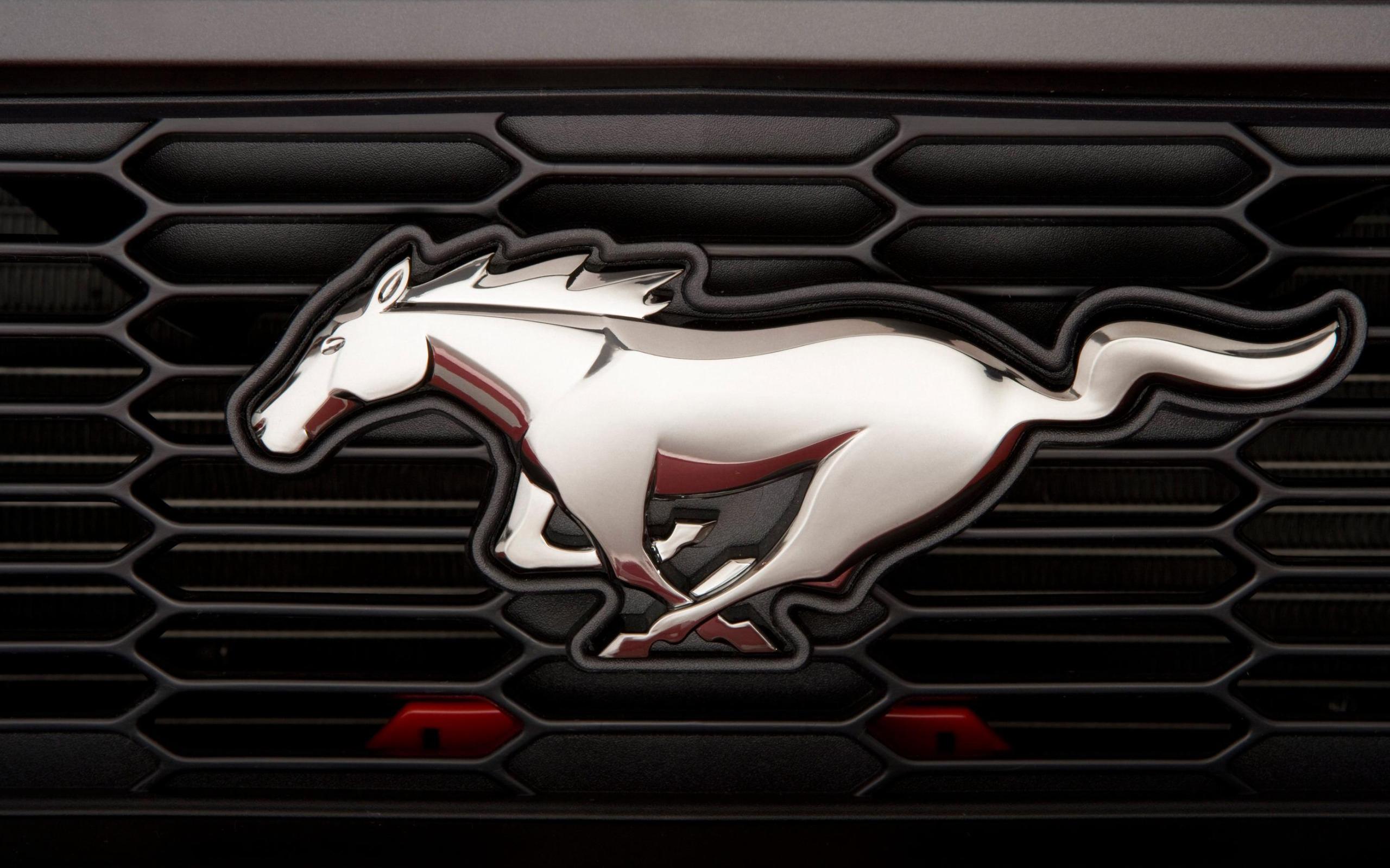 Ford Mustang emblem on a black grille HD Wallpaper