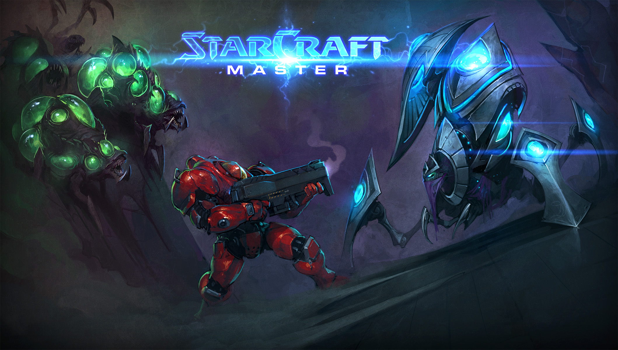 Starcraft Master Terran Marine vs Zerg and Protoss HD Wallpaper
