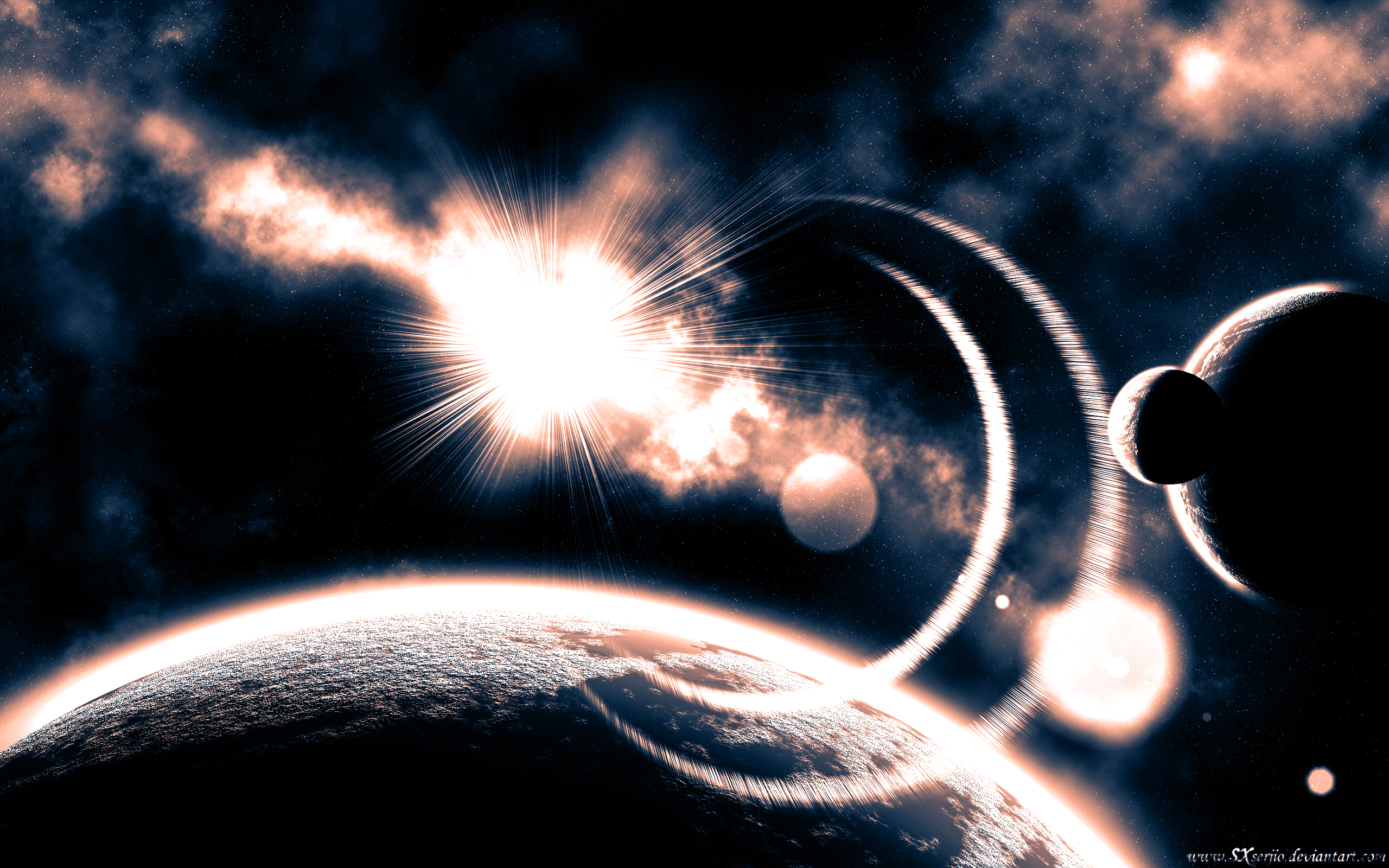Dark Space with Planets and Sun HD Wallpaper