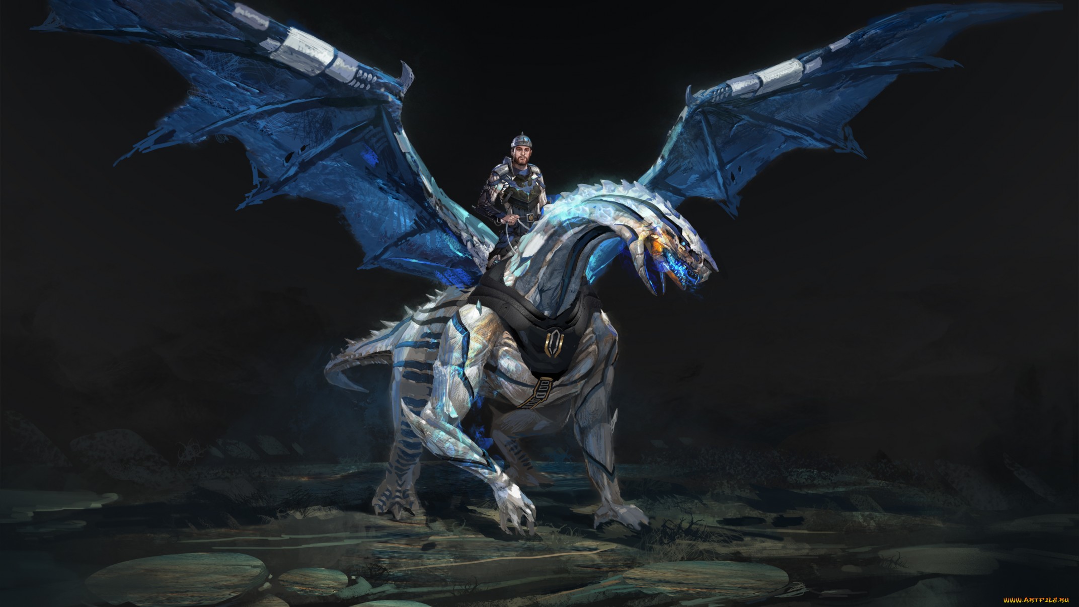 Fantasy Dragon with Rider HD Wallpaper
