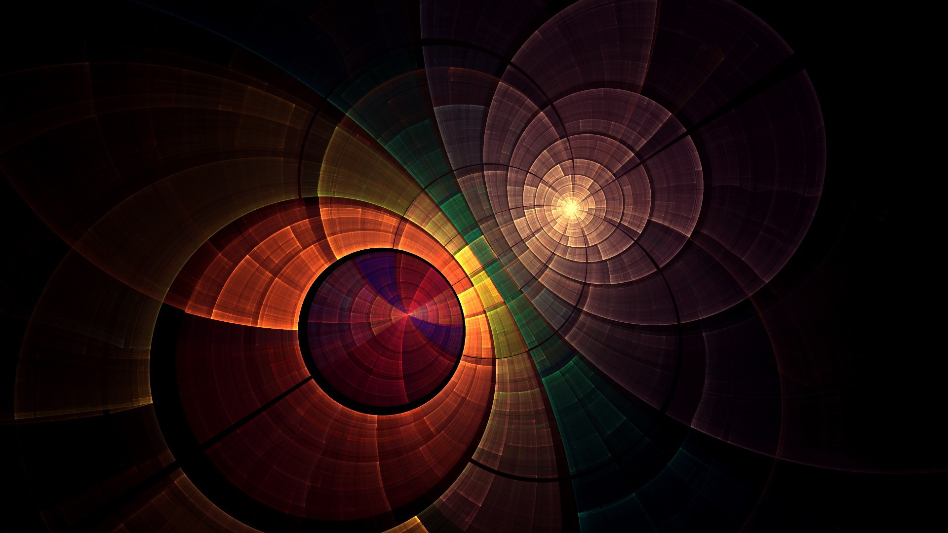 Abstract fractal pattern with concentric circles and color gradient HD Wallpaper