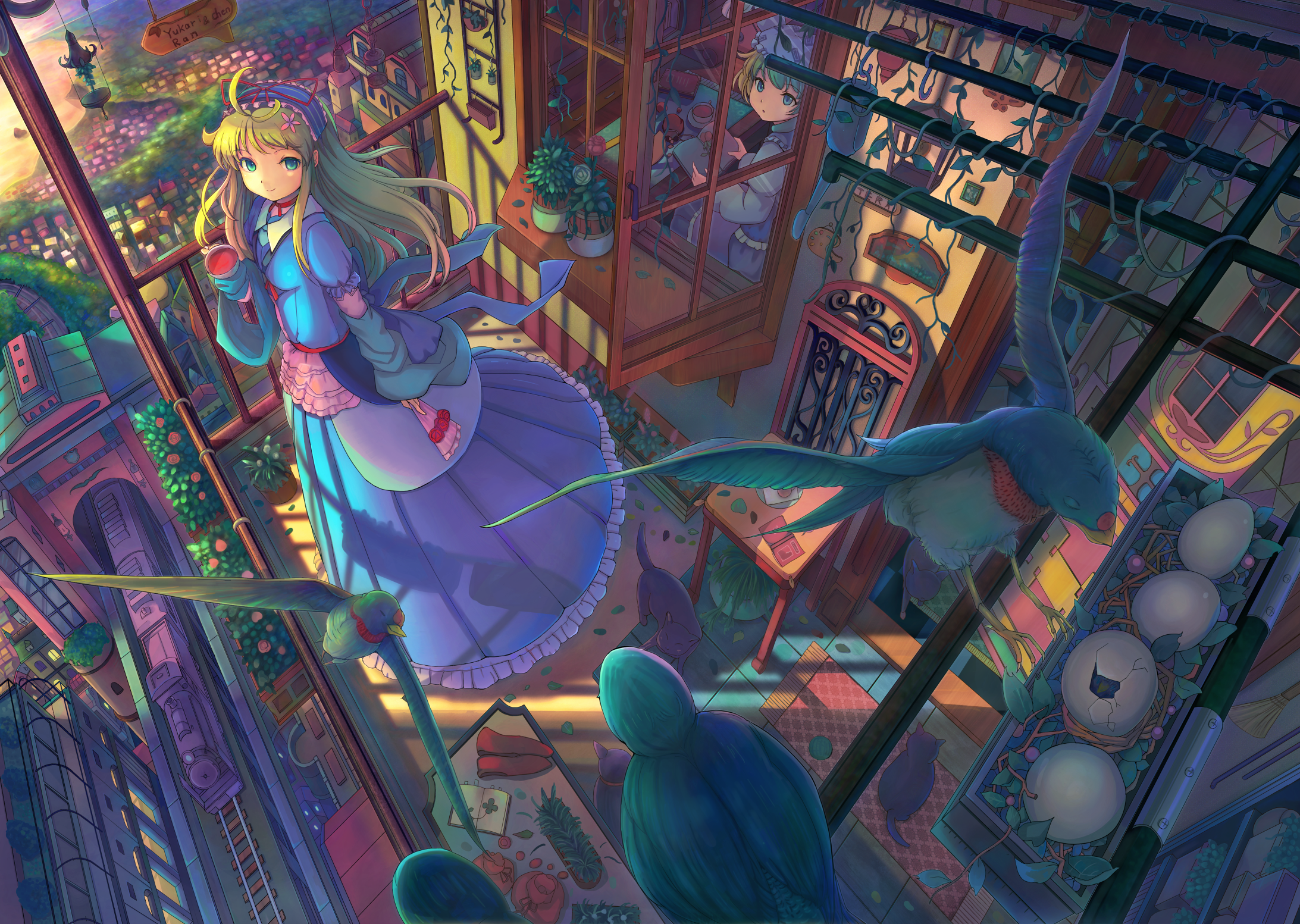 Ran Yakumo and Yukari Yakumo Mystical Evening HD Wallpaper