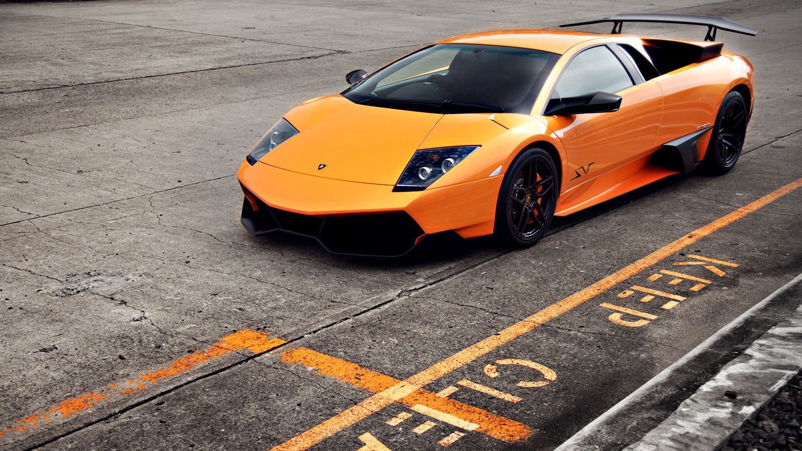 Orange Lamborghini Murcielago LP-670 on asphalt HD Wallpaper