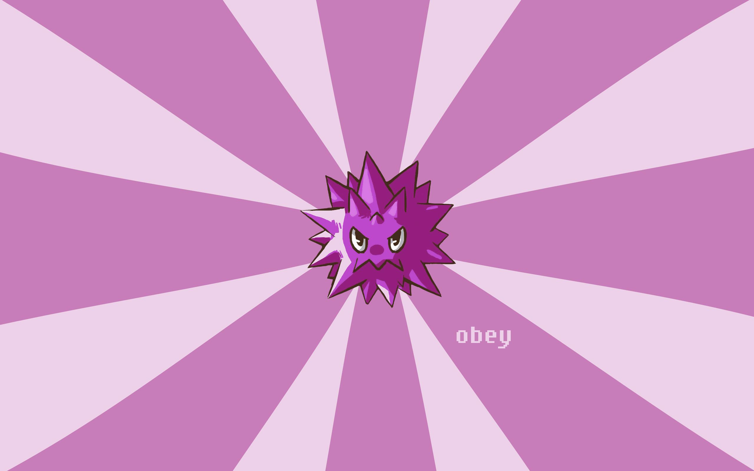 Weezing from Pokemon with obey text HD Wallpaper