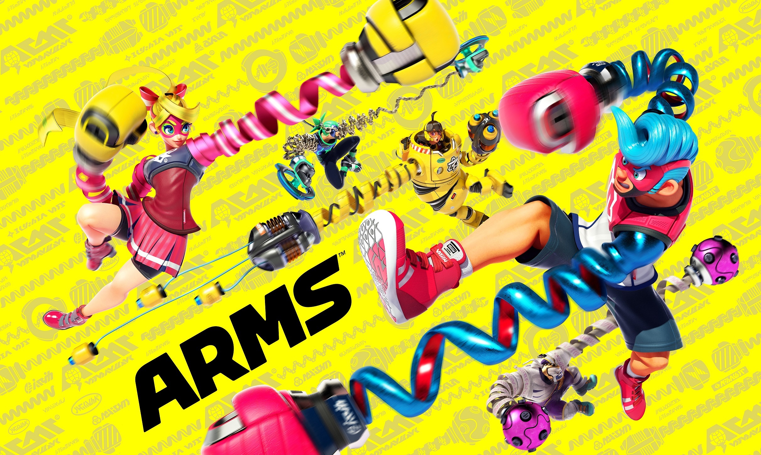 ARMS characters on yellow background HD Wallpaper