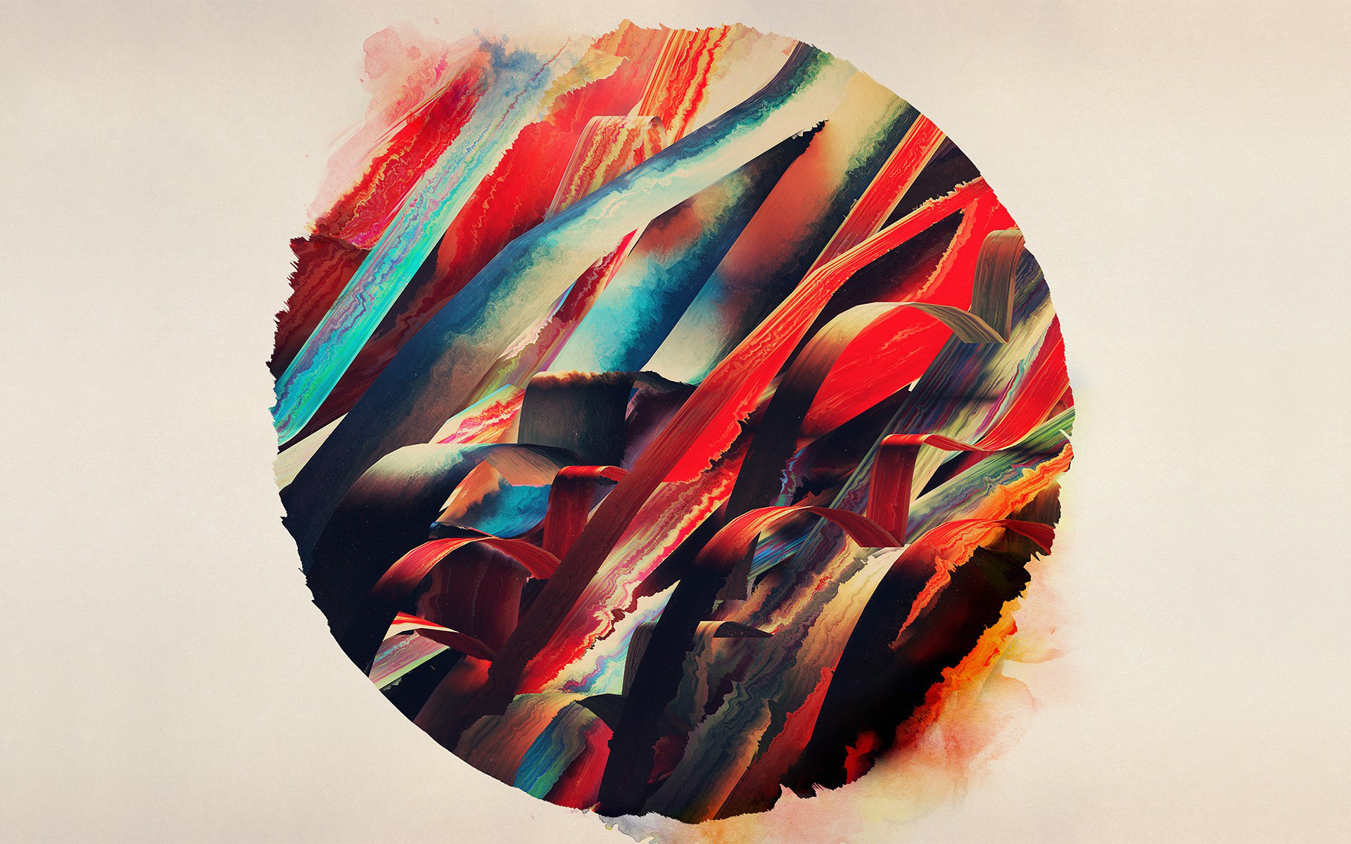 Abstract circular painting with colorful brushstrokes HD Wallpaper