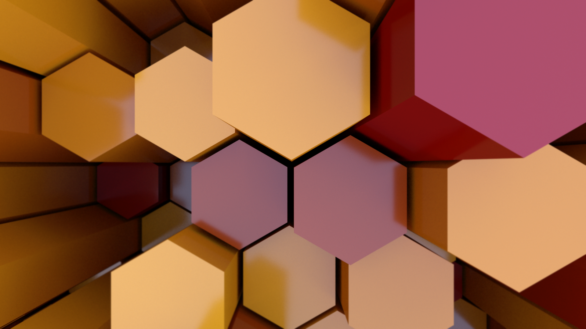 Abstract Hexagonal Pattern with Warm Colors HD Wallpaper