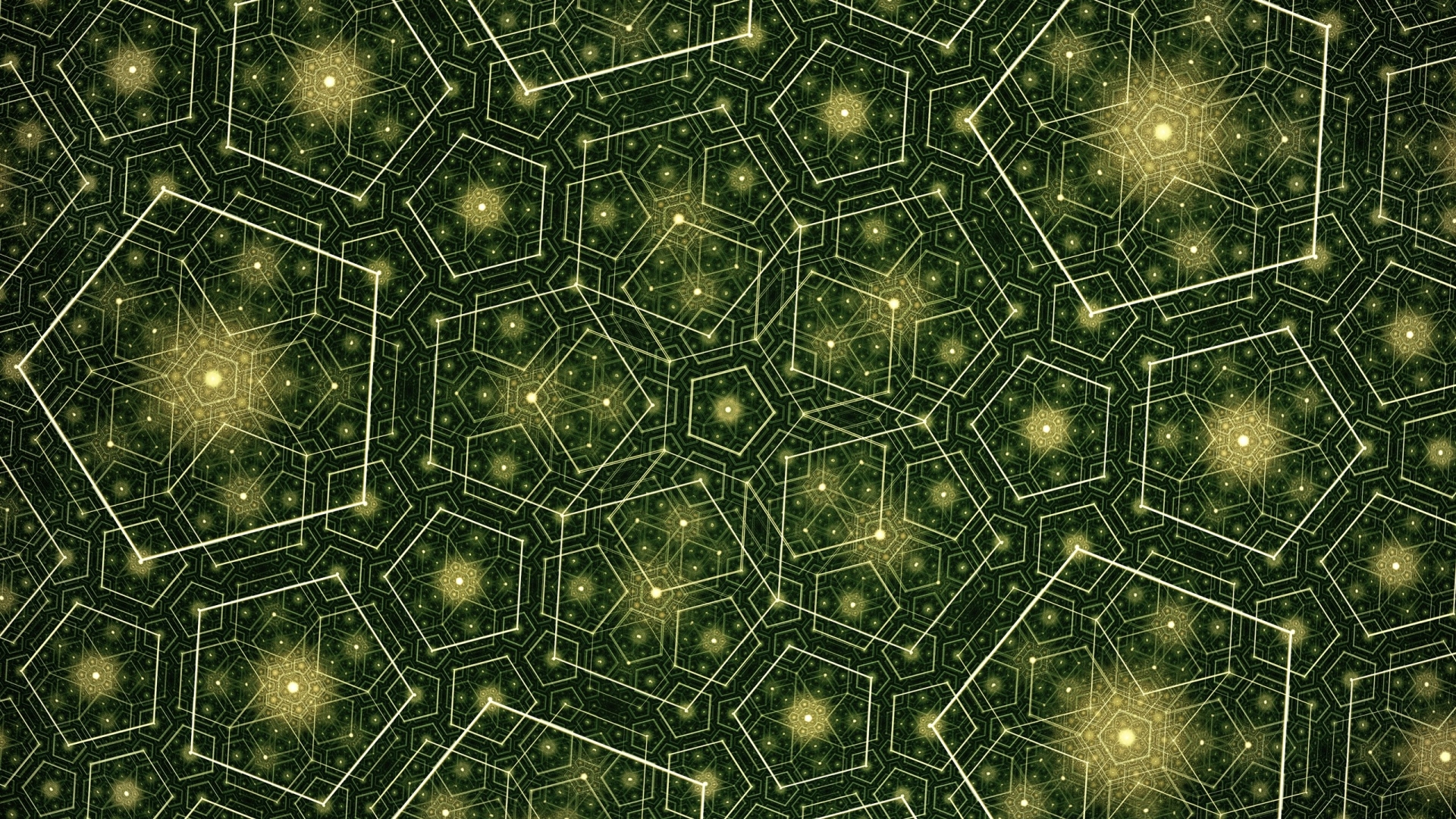 Abstract geometric fractal pattern with glowing stars HD Wallpaper
