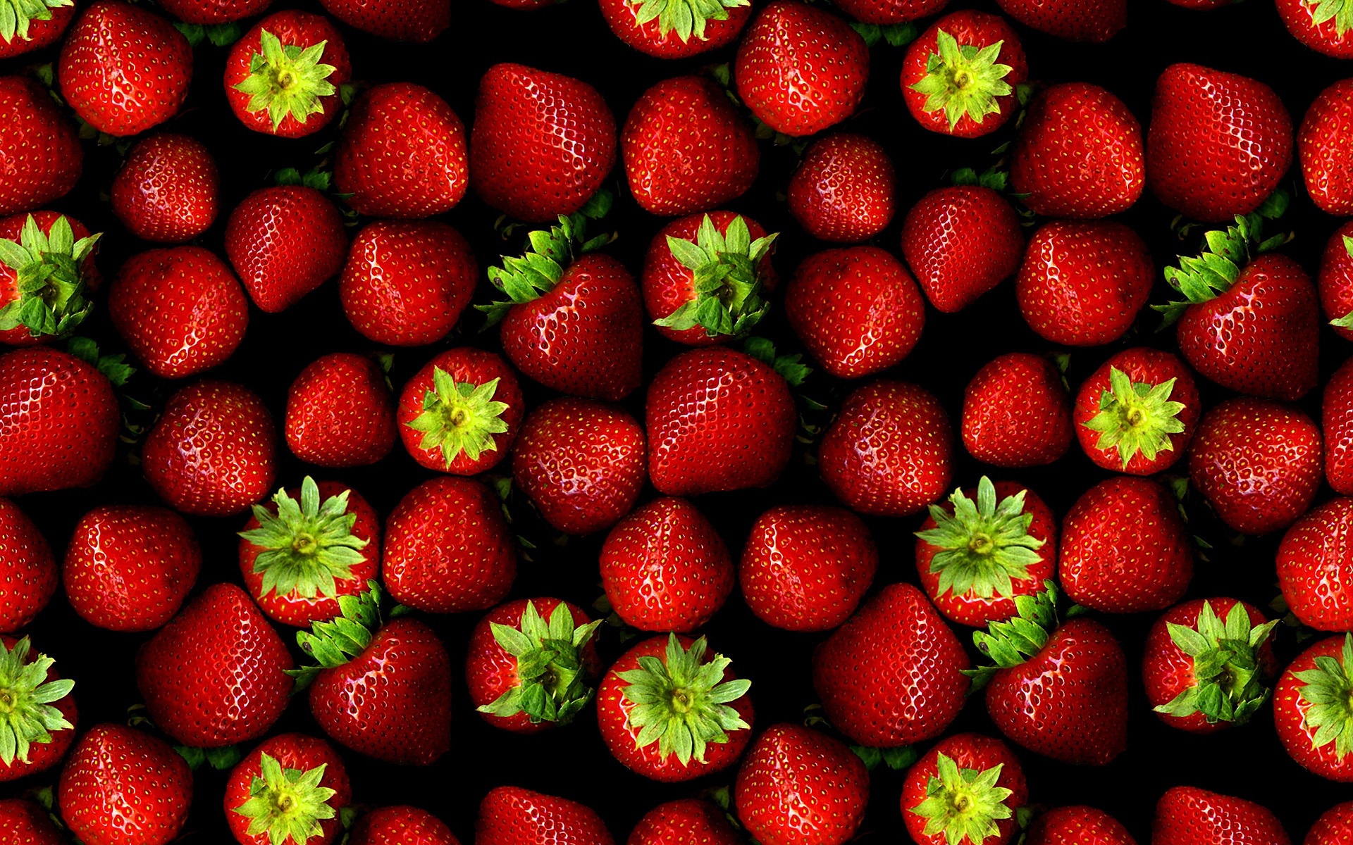 Strawberry pattern on black background HD Wallpaper