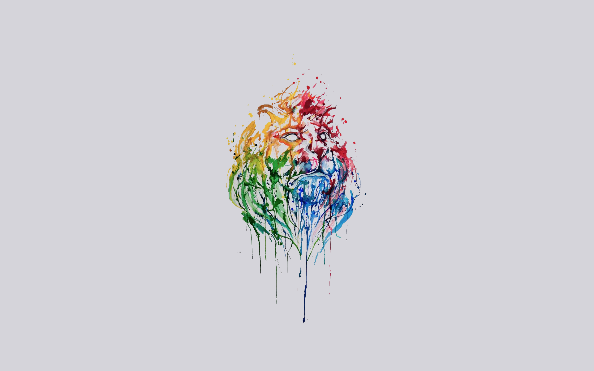 Watercolor lion face with rainbow colors HD Wallpaper