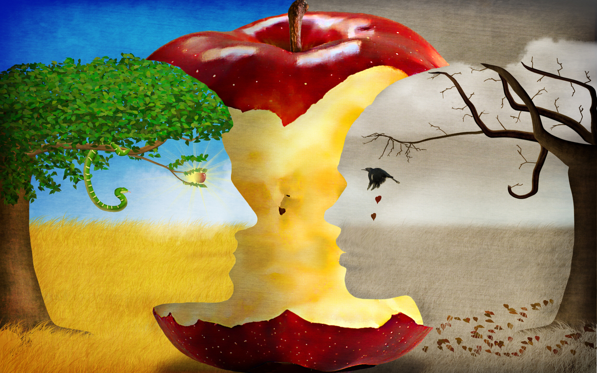 Adam and Eve apple symbolism HD Wallpaper