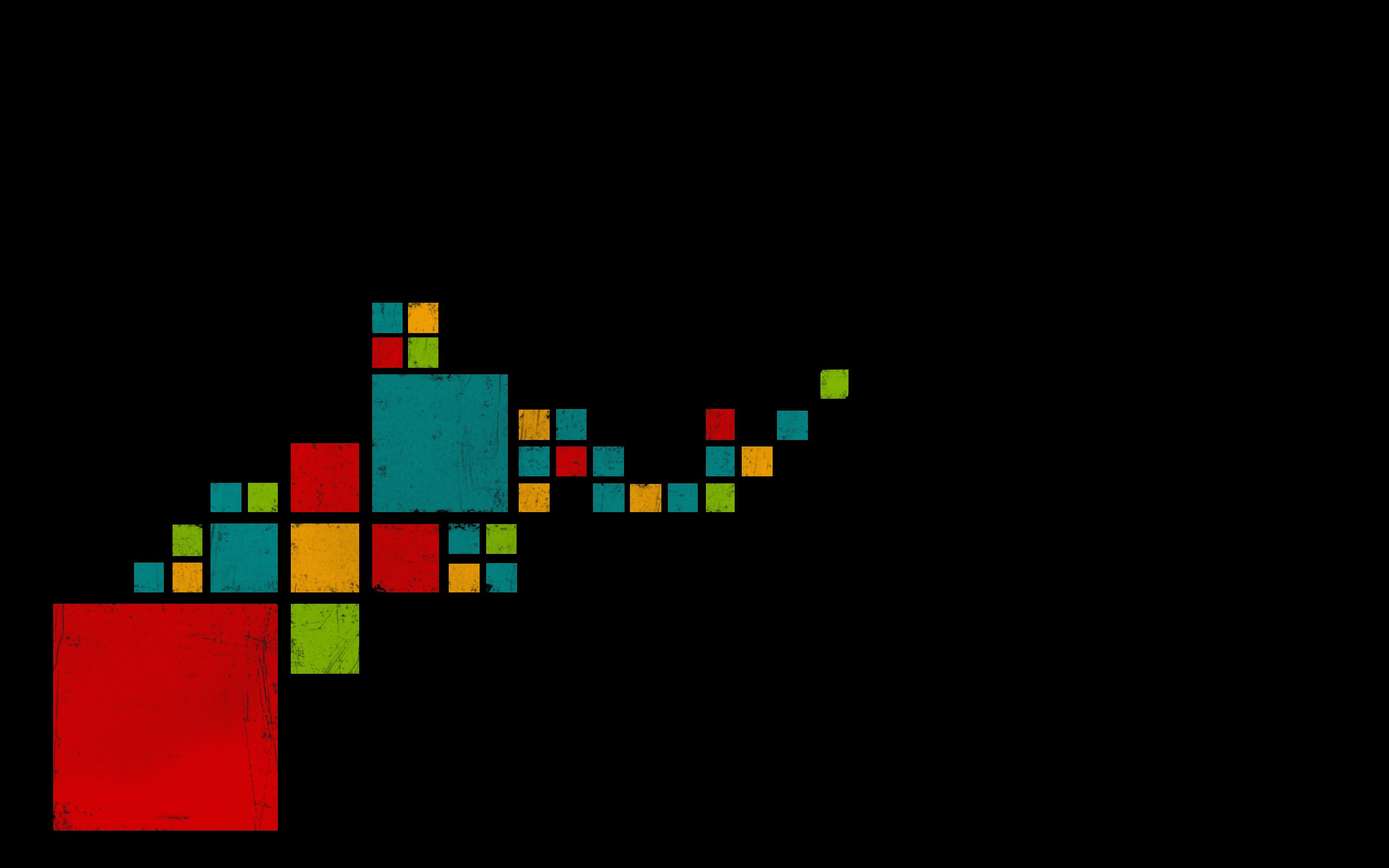 Abstract geometric shapes in various colors on black background HD Wallpaper
