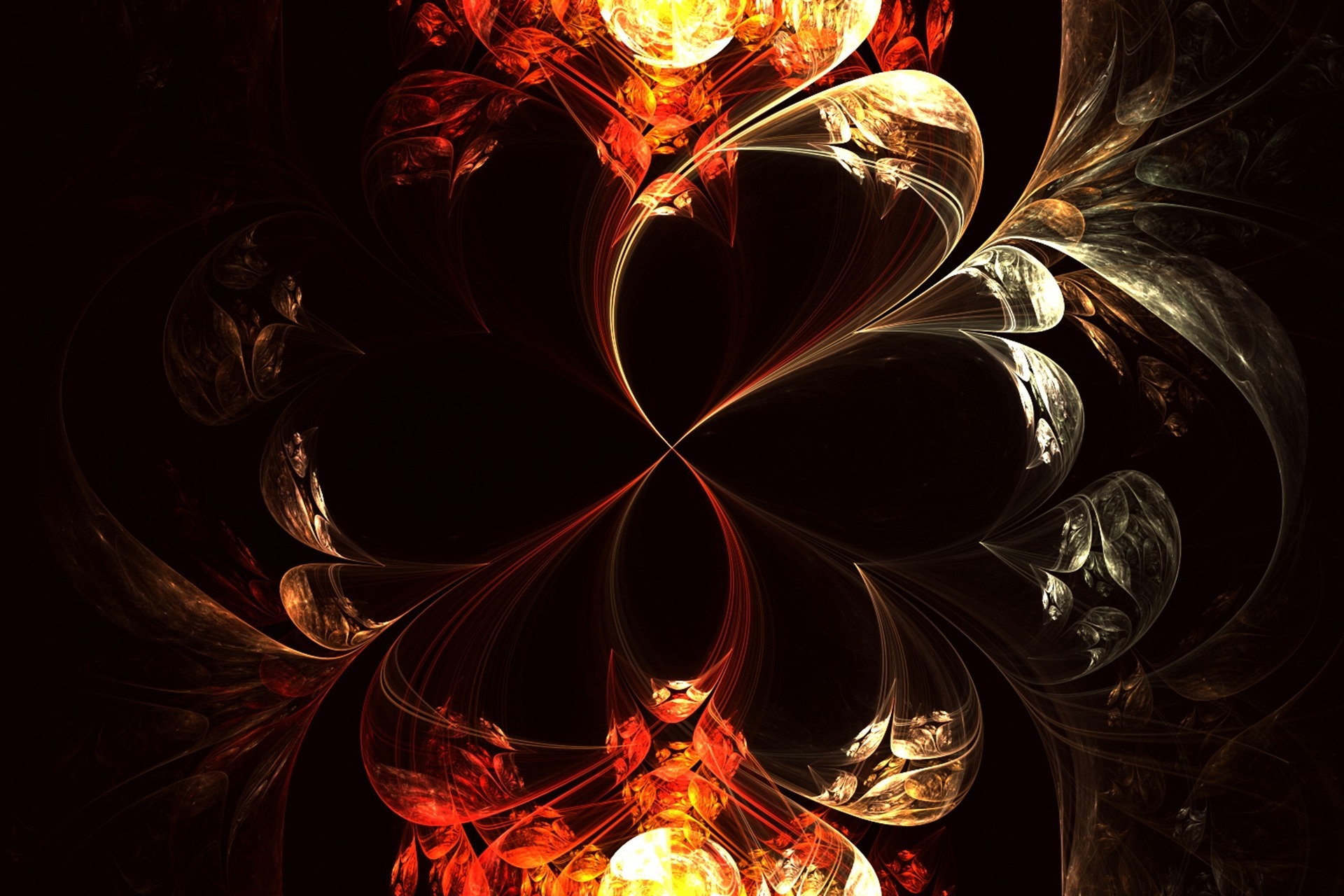 Abstract fractal art with red and gold colors HD Wallpaper