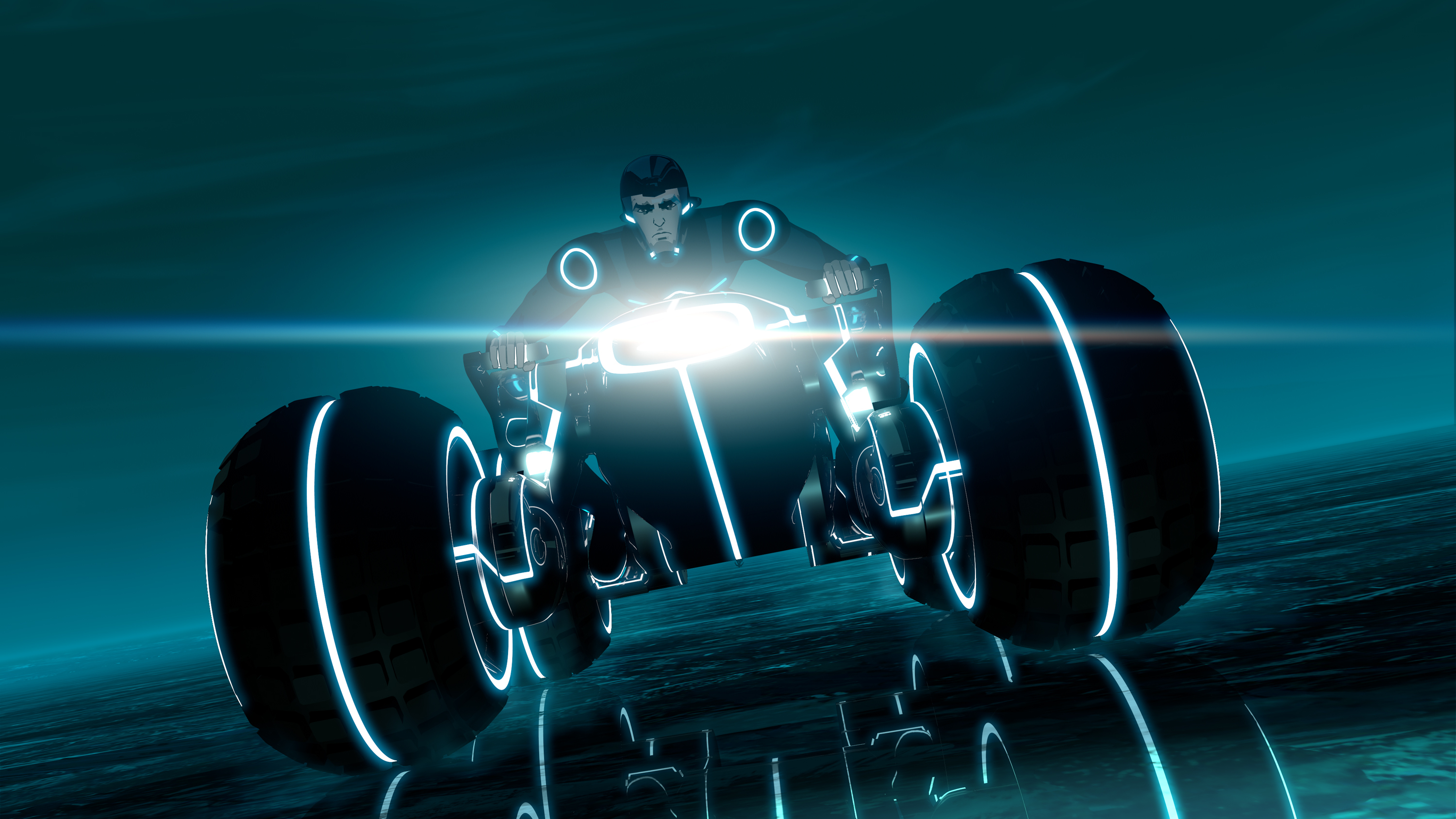 Tron: Uprising - Beck riding a light cycle HD Wallpaper