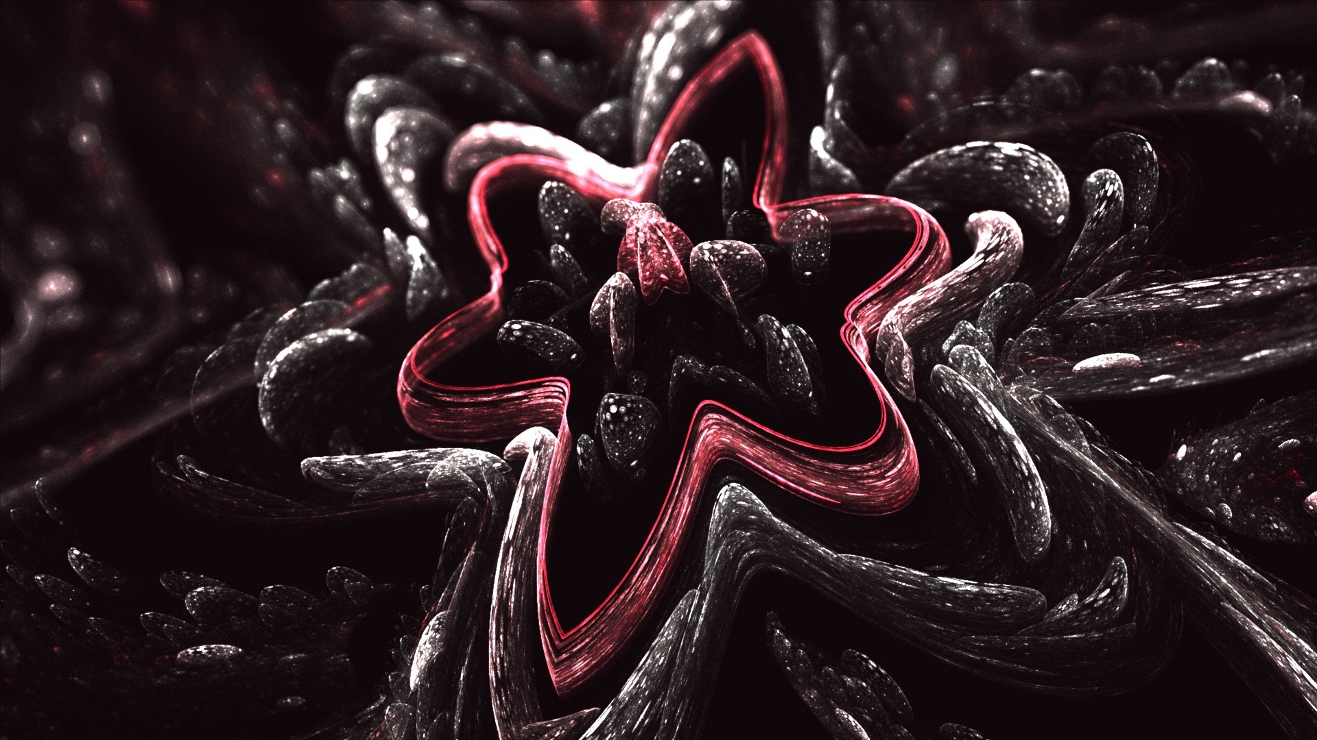 Abstract fractal star with dark organic elements HD Wallpaper