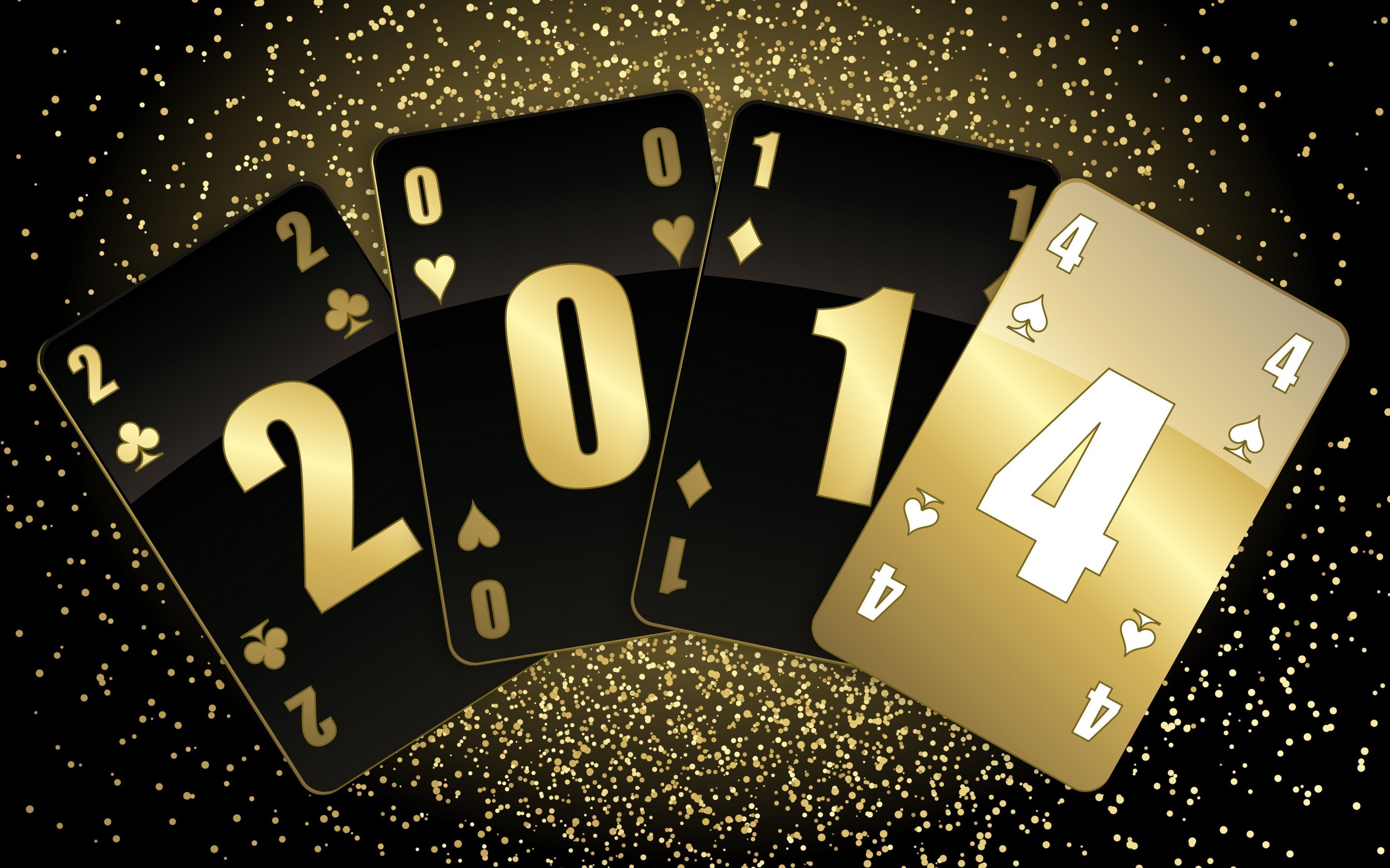 2014 New Year Playing Cards HD Wallpaper