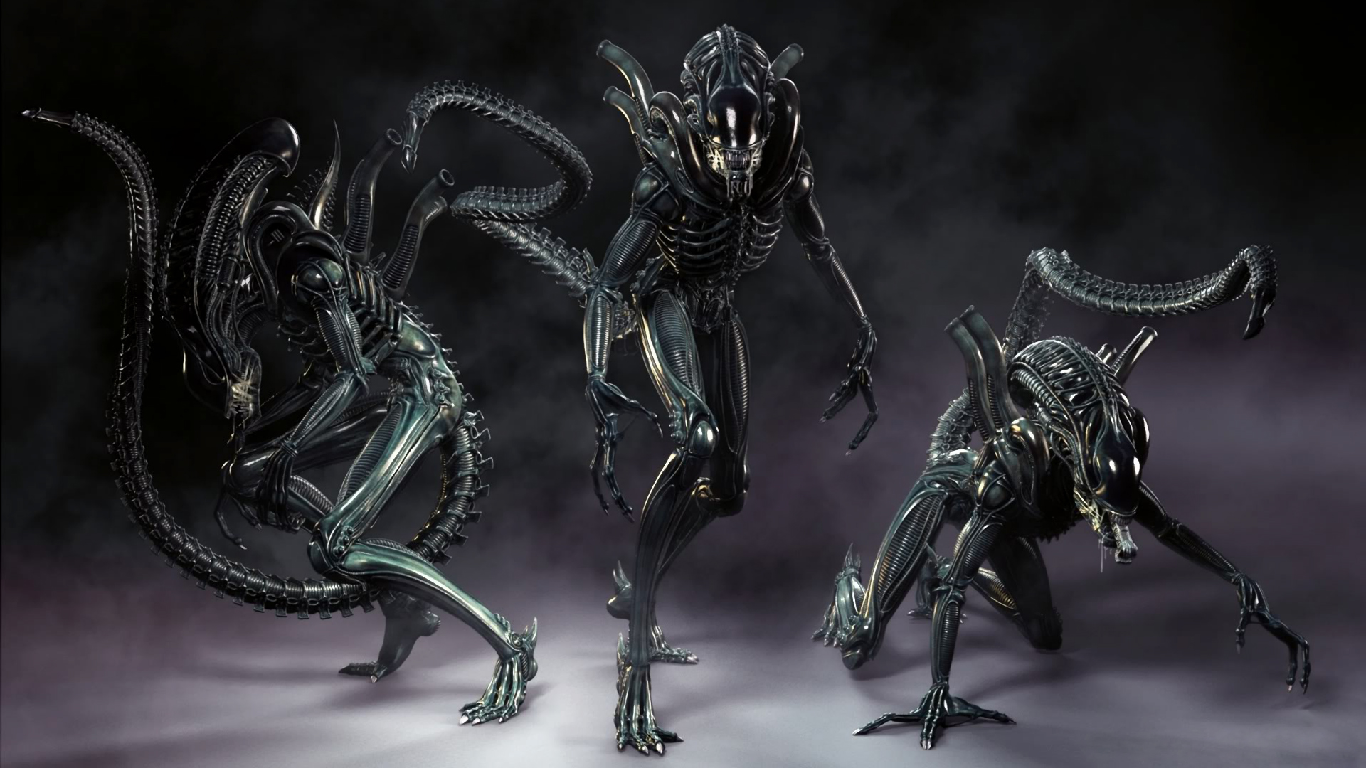 Three Xenomorphs from Alien CGI HD Wallpaper