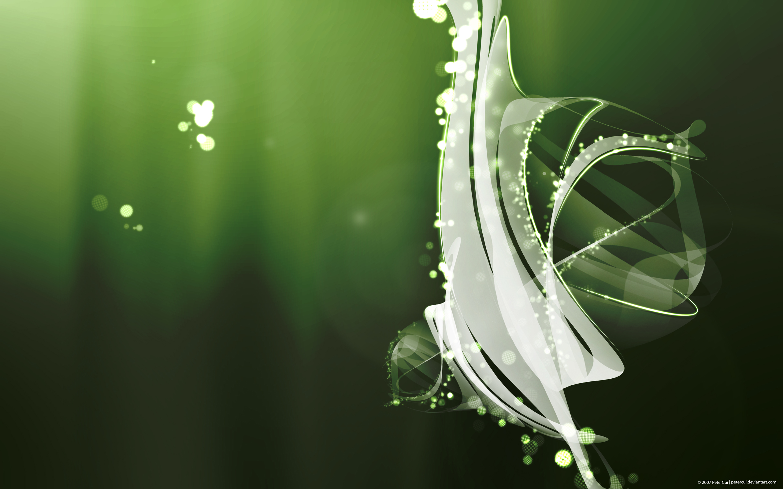 Abstract Green Swirls and Bubbles HD Wallpaper