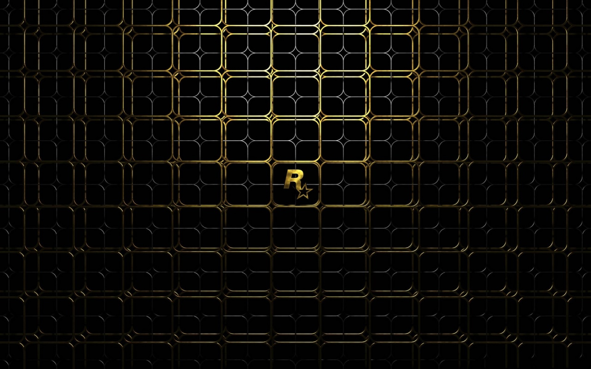 Rockstar Games logo on a black and gold grid HD Wallpaper