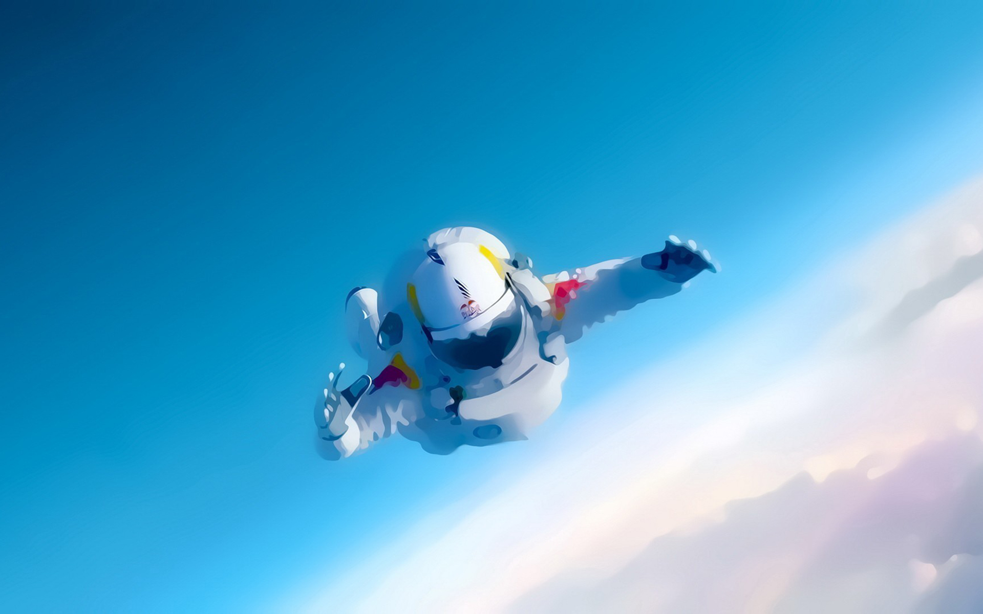 Felix Baumgartner in Red Bull Stratos suit skydiving HD Wallpaper