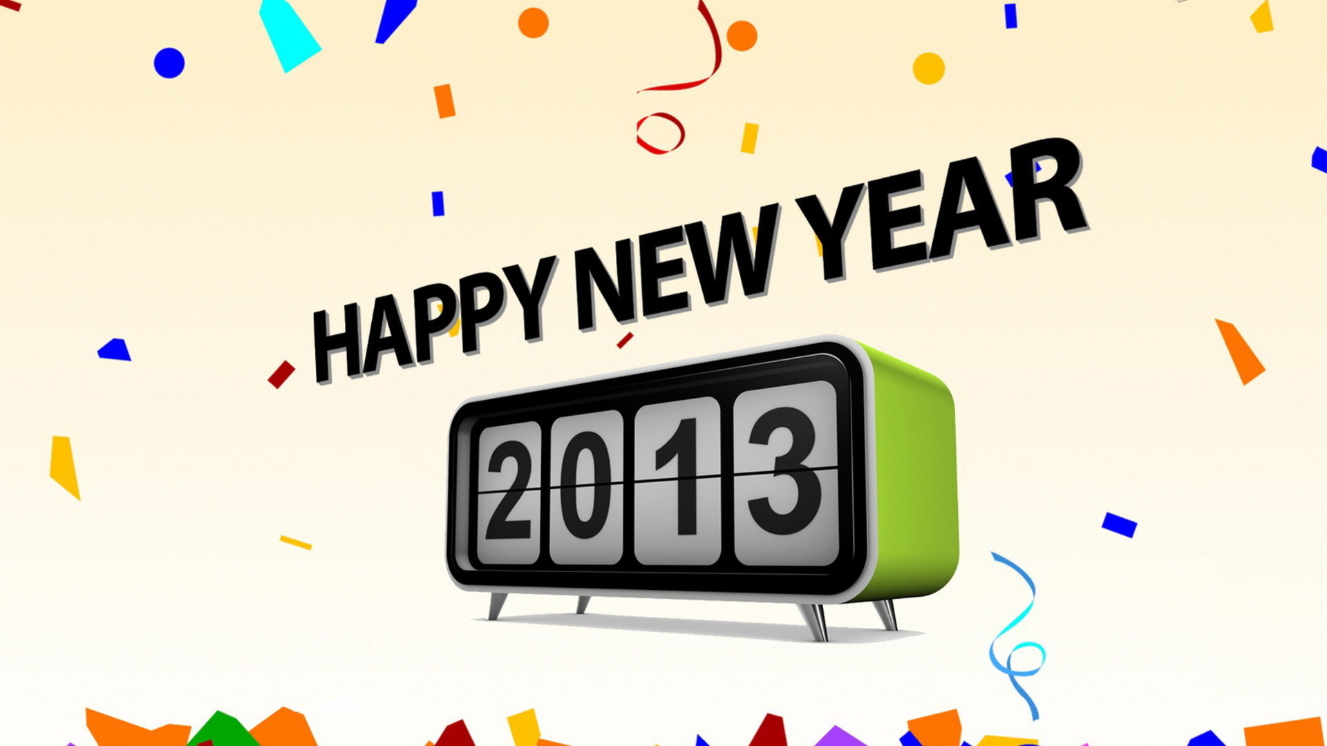 Happy New Year 2013 celebration with confetti HD Wallpaper