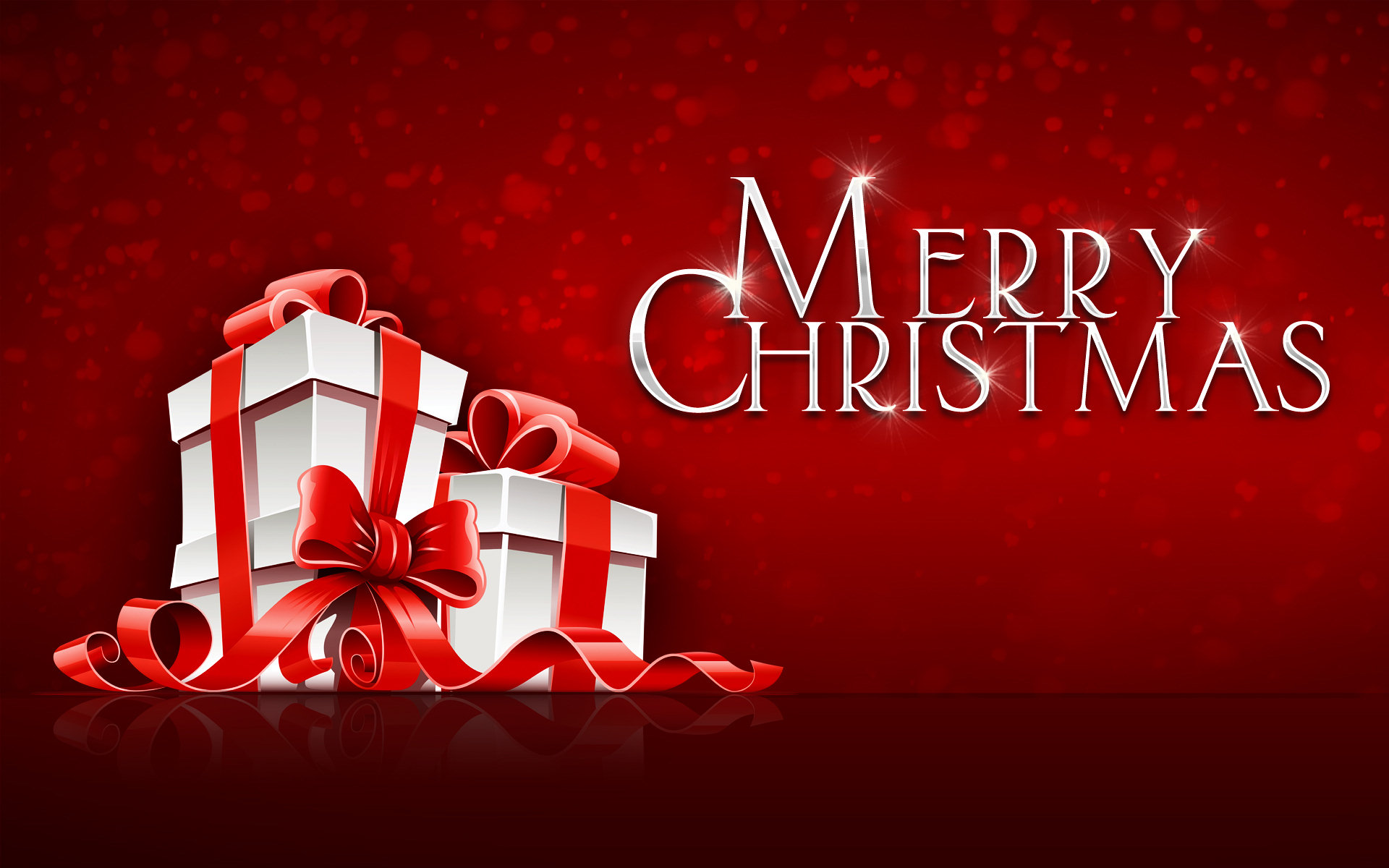 Merry Christmas gifts on red background HD Wallpaper