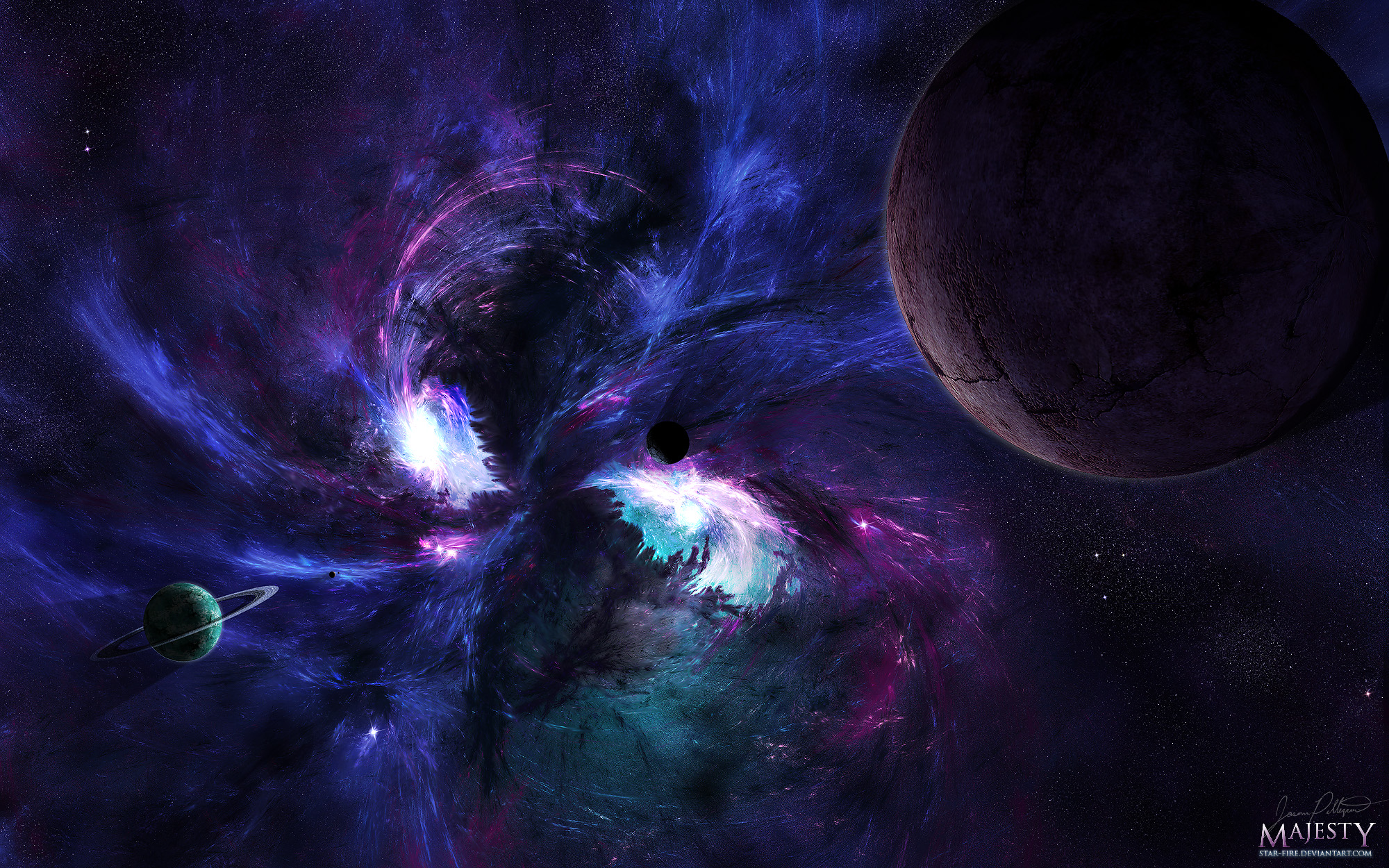 Sci Fi planets and nebula HD Wallpaper