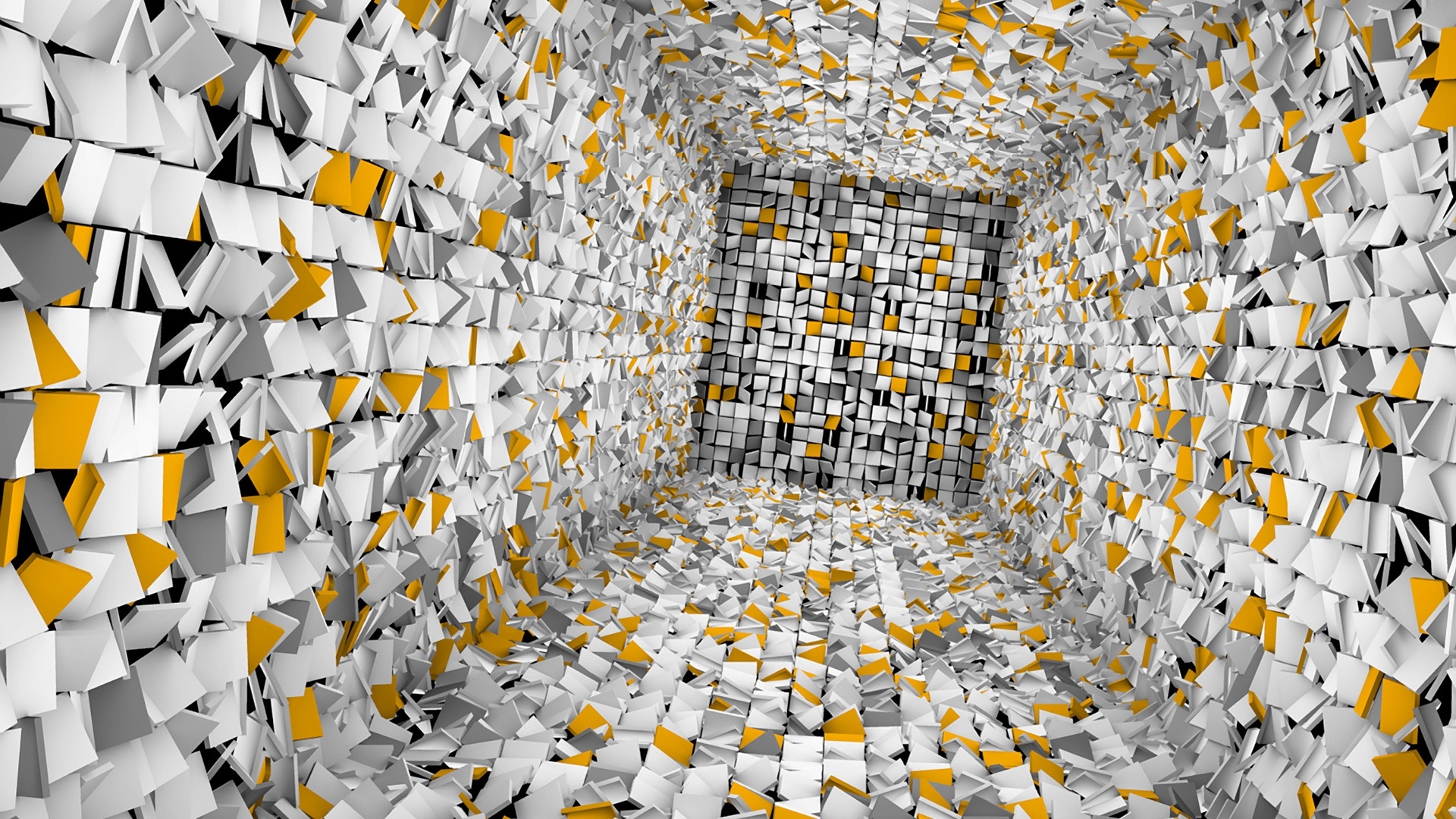 Abstract 3D tunnel of cubes HD Wallpaper