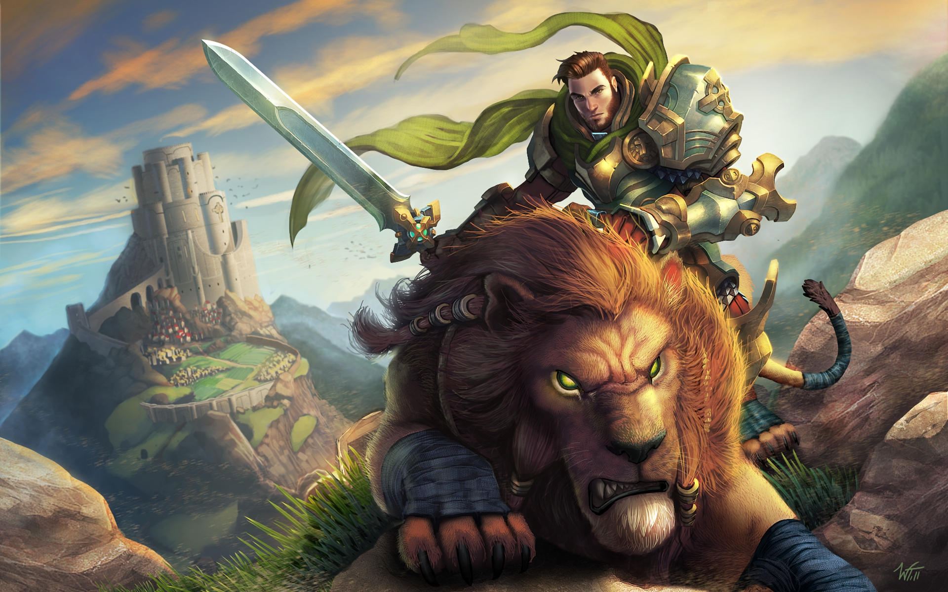 Guardian of the Realm on a Lion HD Wallpaper