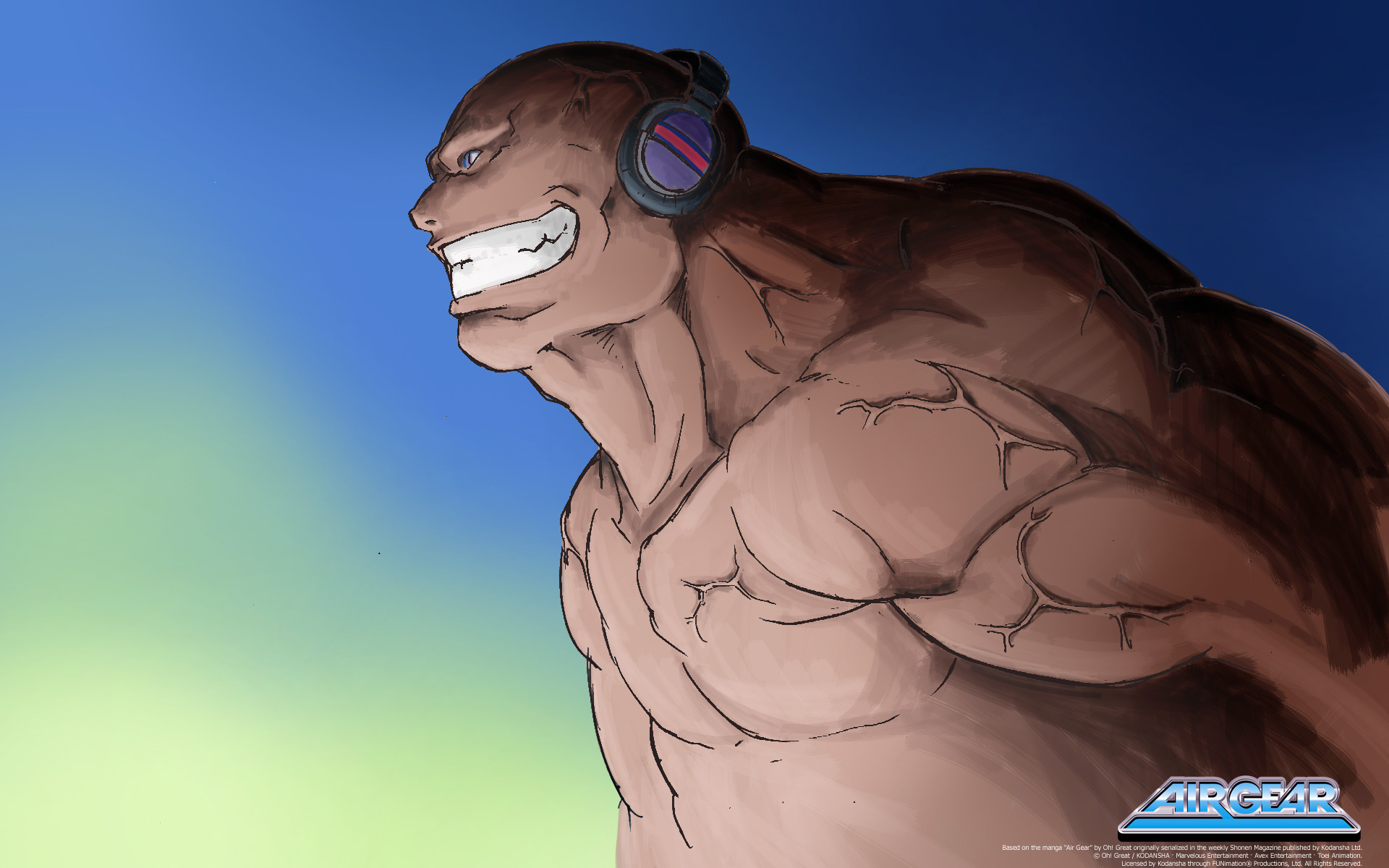 Muscular man with headphones from Air Gear HD Wallpaper
