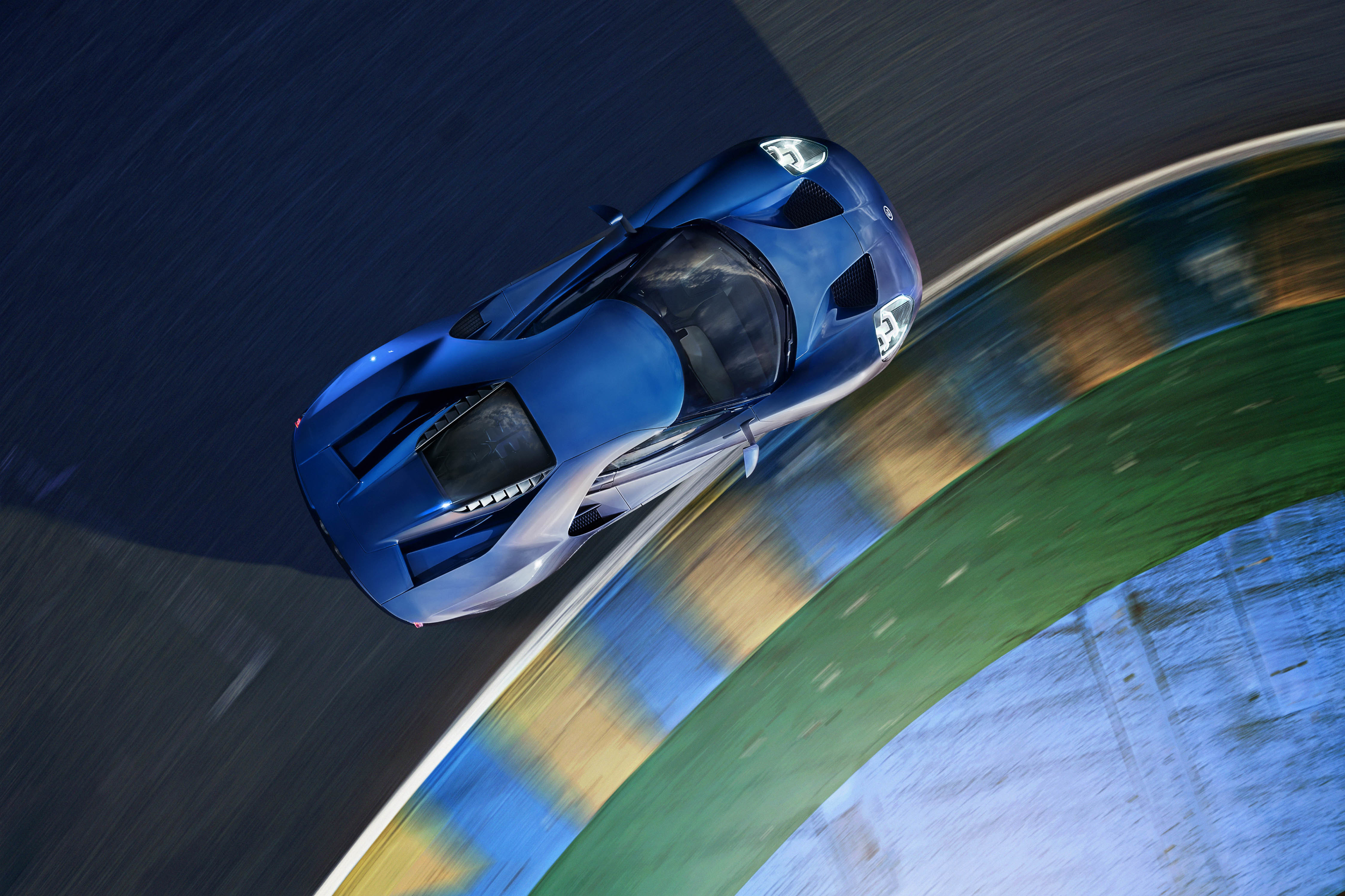 Blue Ford GT Sport Car on Race Track HD Wallpaper