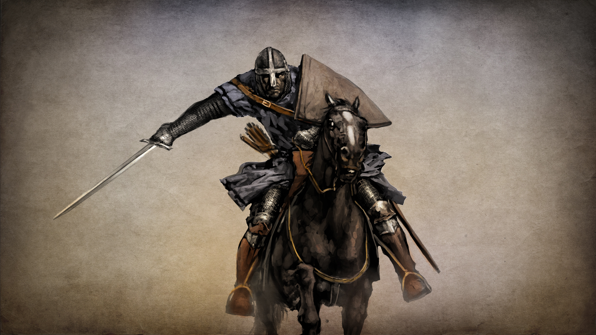 Knight on horseback with sword and shield from Mount & Blade HD Wallpaper