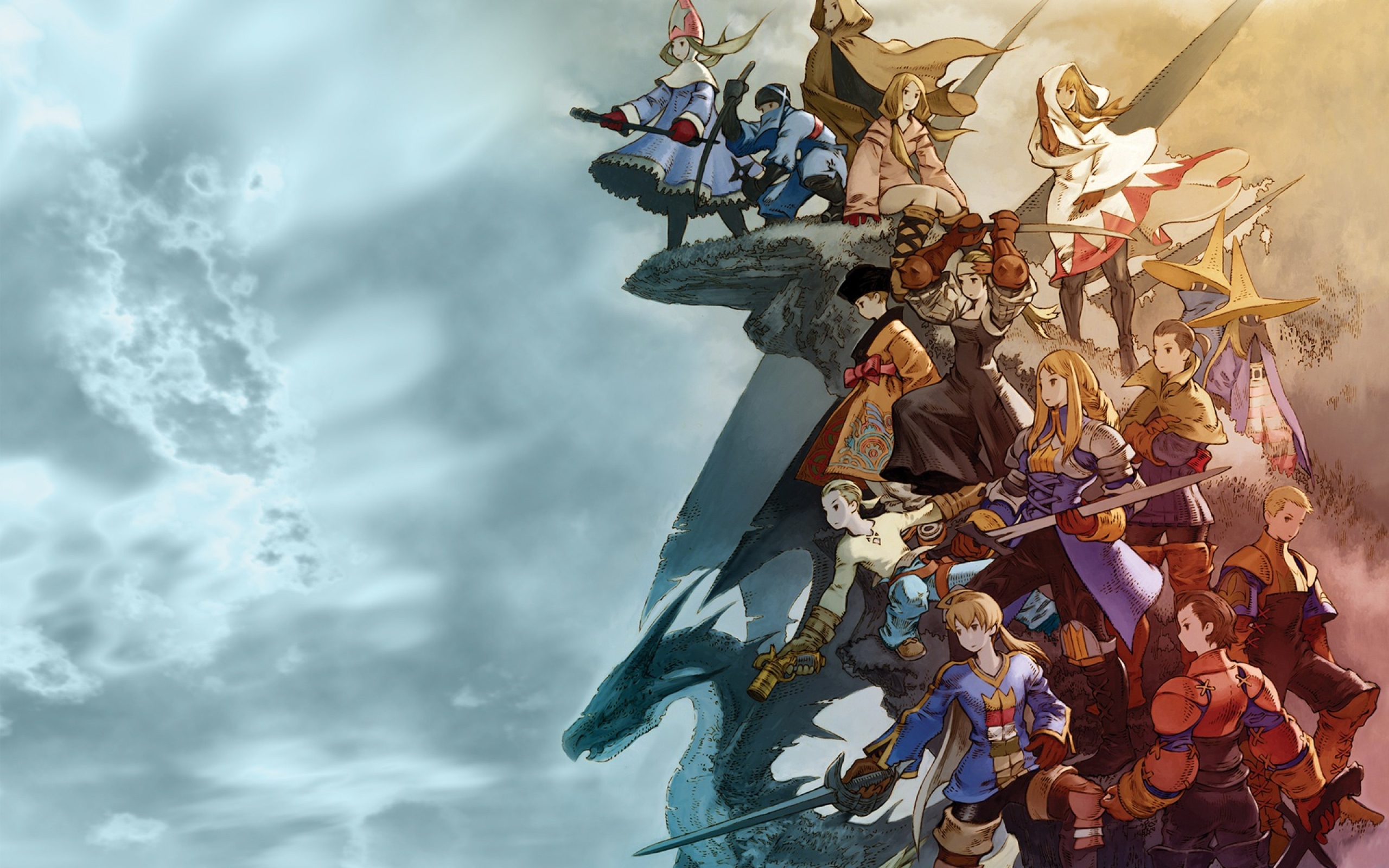 Final Fantasy Tactics characters on a cliff HD Wallpaper